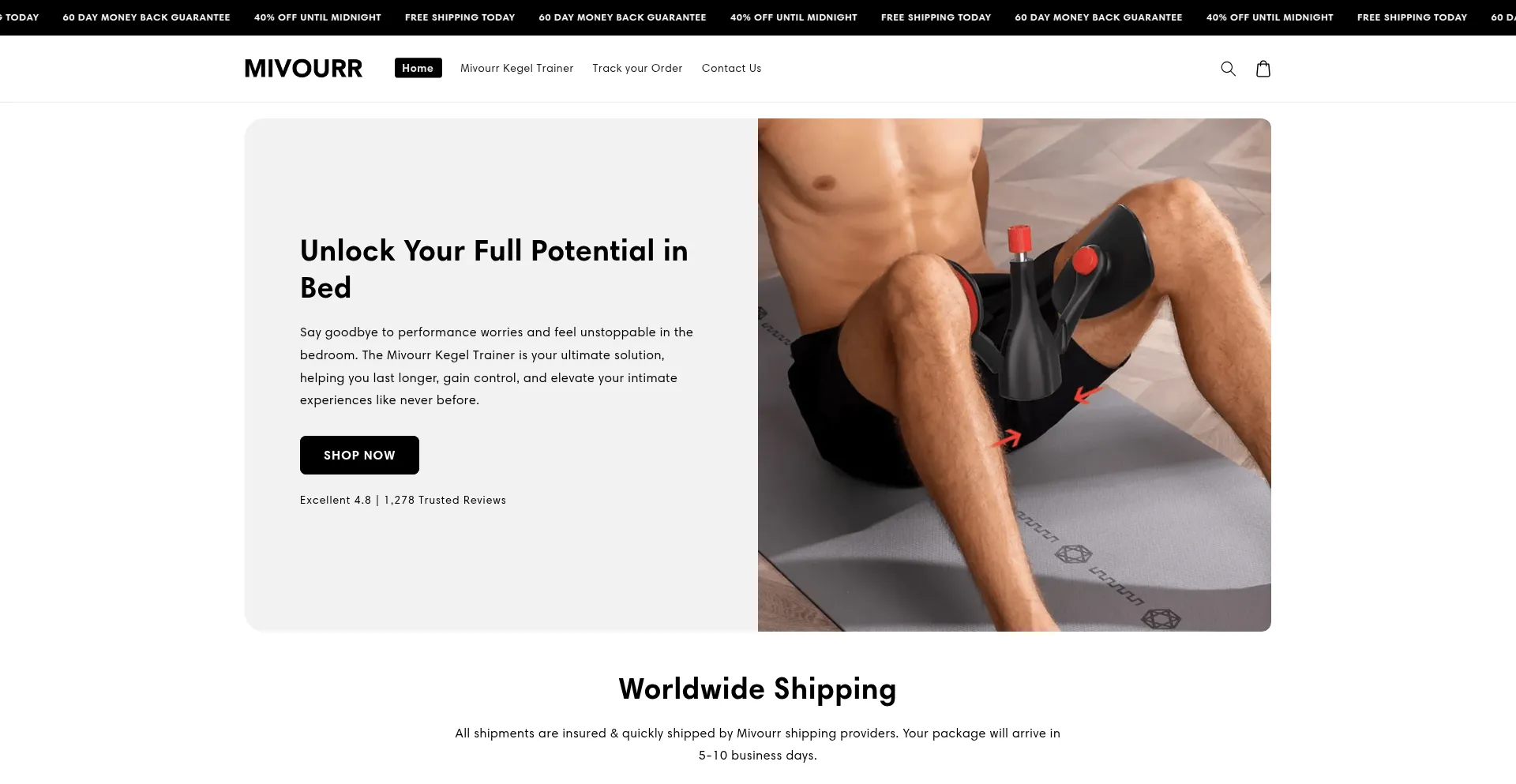 Website screenshot of Mivourr.com