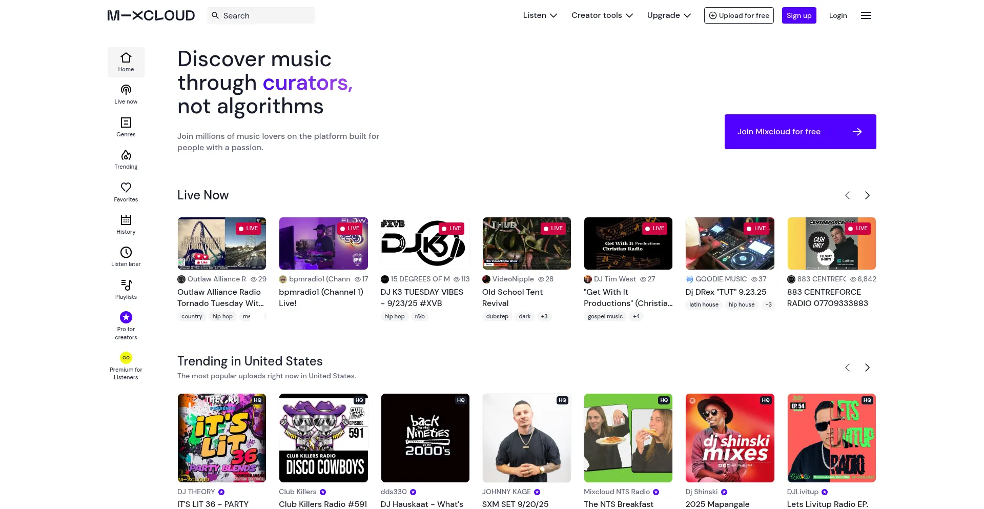 Mixcloud.com Screenshot