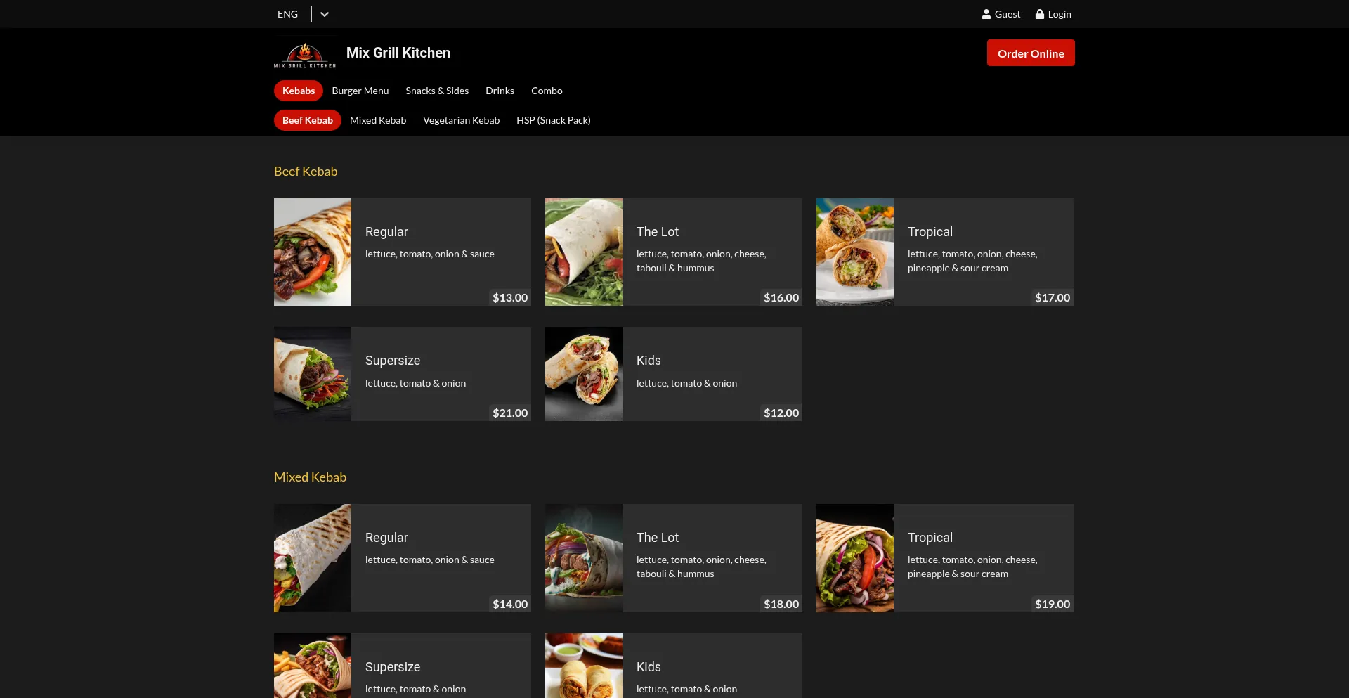 Website screenshot of Mixgrillkitchen.com.au