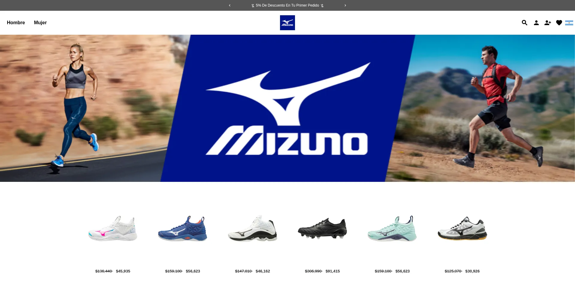 Website screenshot of Mizuno-argentina.cc