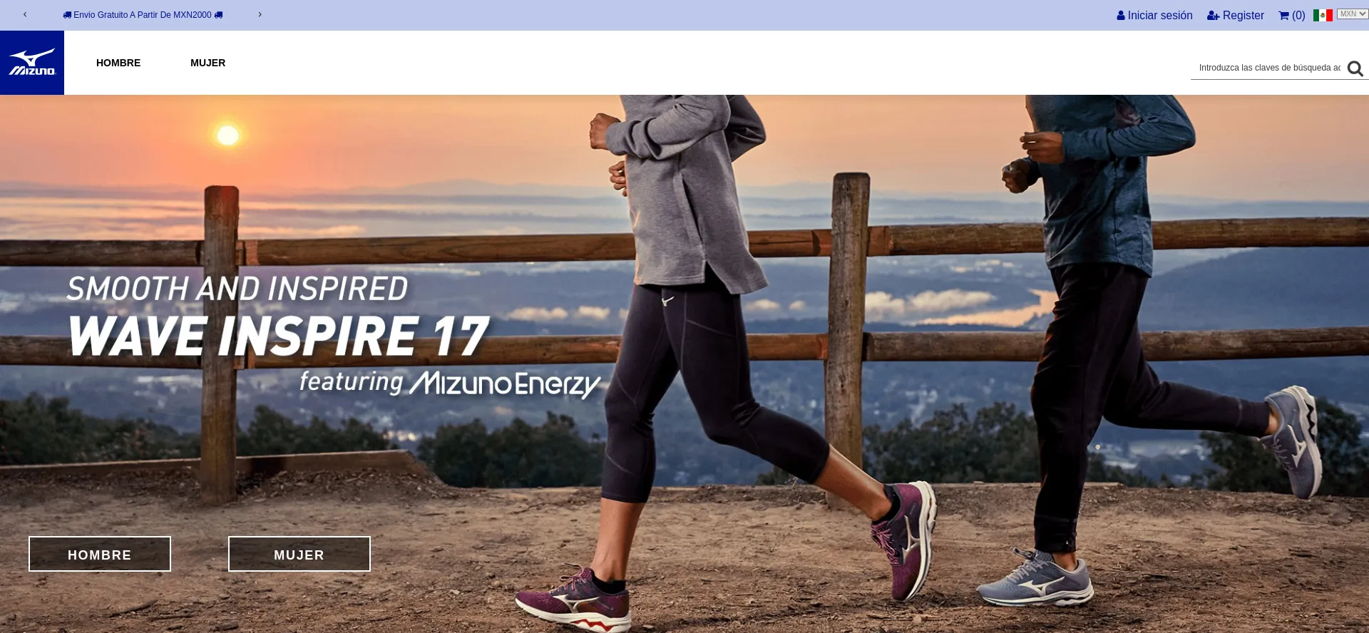 Website screenshot of Mizunomx.com.mx