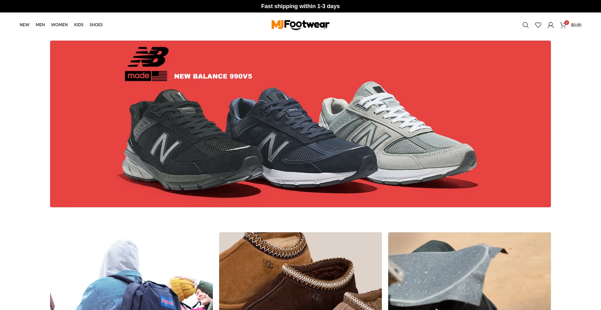 Website screenshot of Mjfootwearhub.shop
