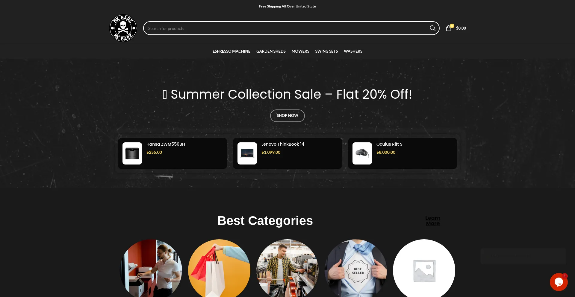Website screenshot of Mkbars.com