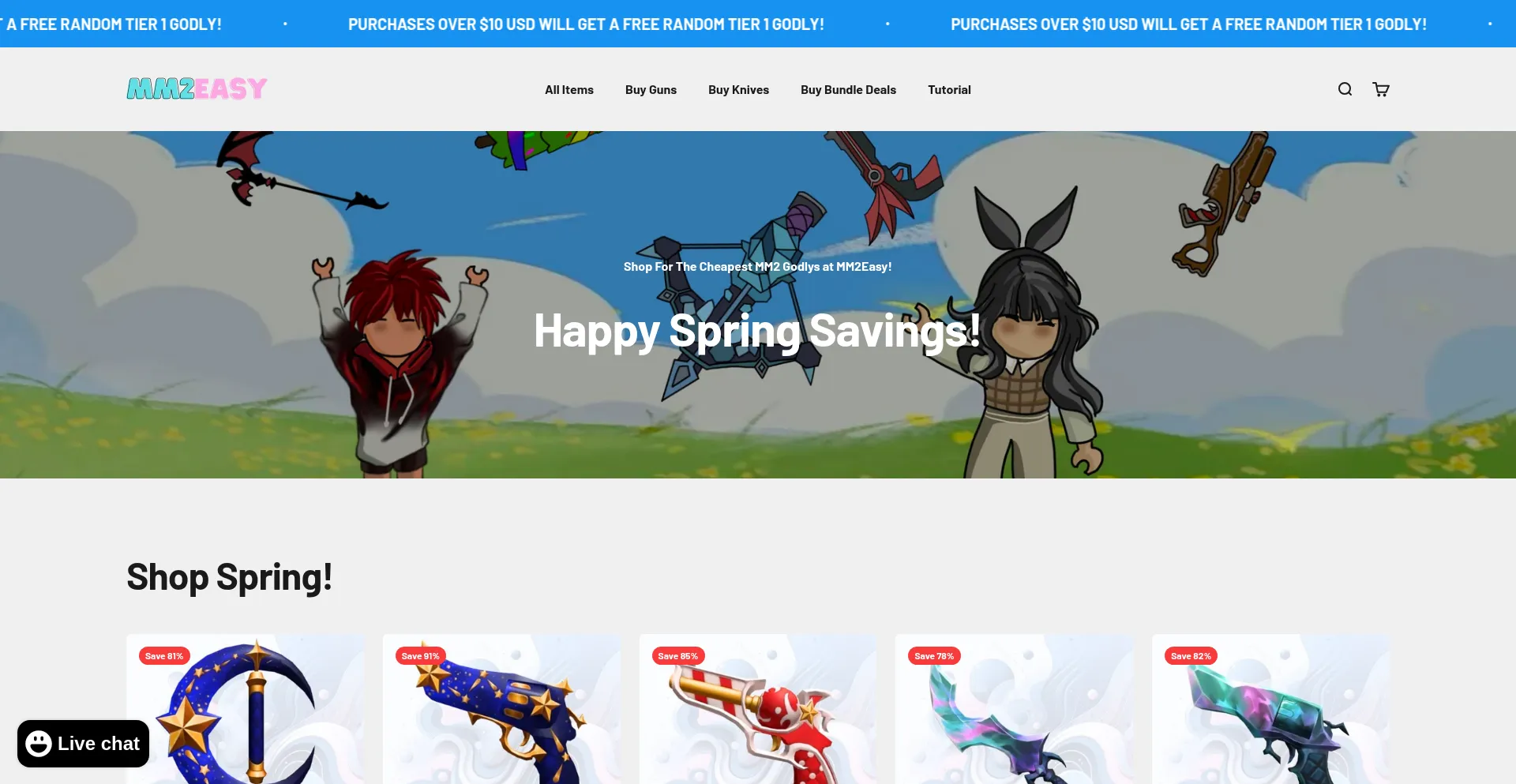 Website screenshot of Mm2easy.gg