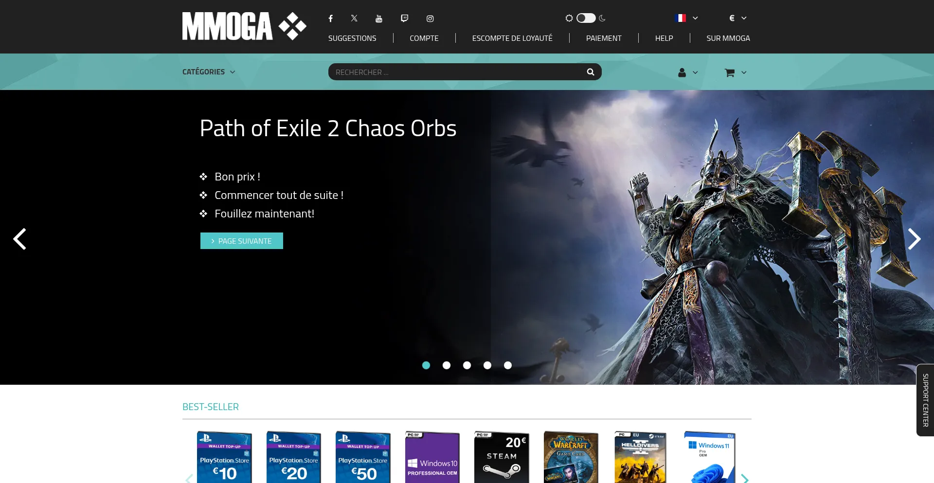 Website screenshot of Mmoga.fr