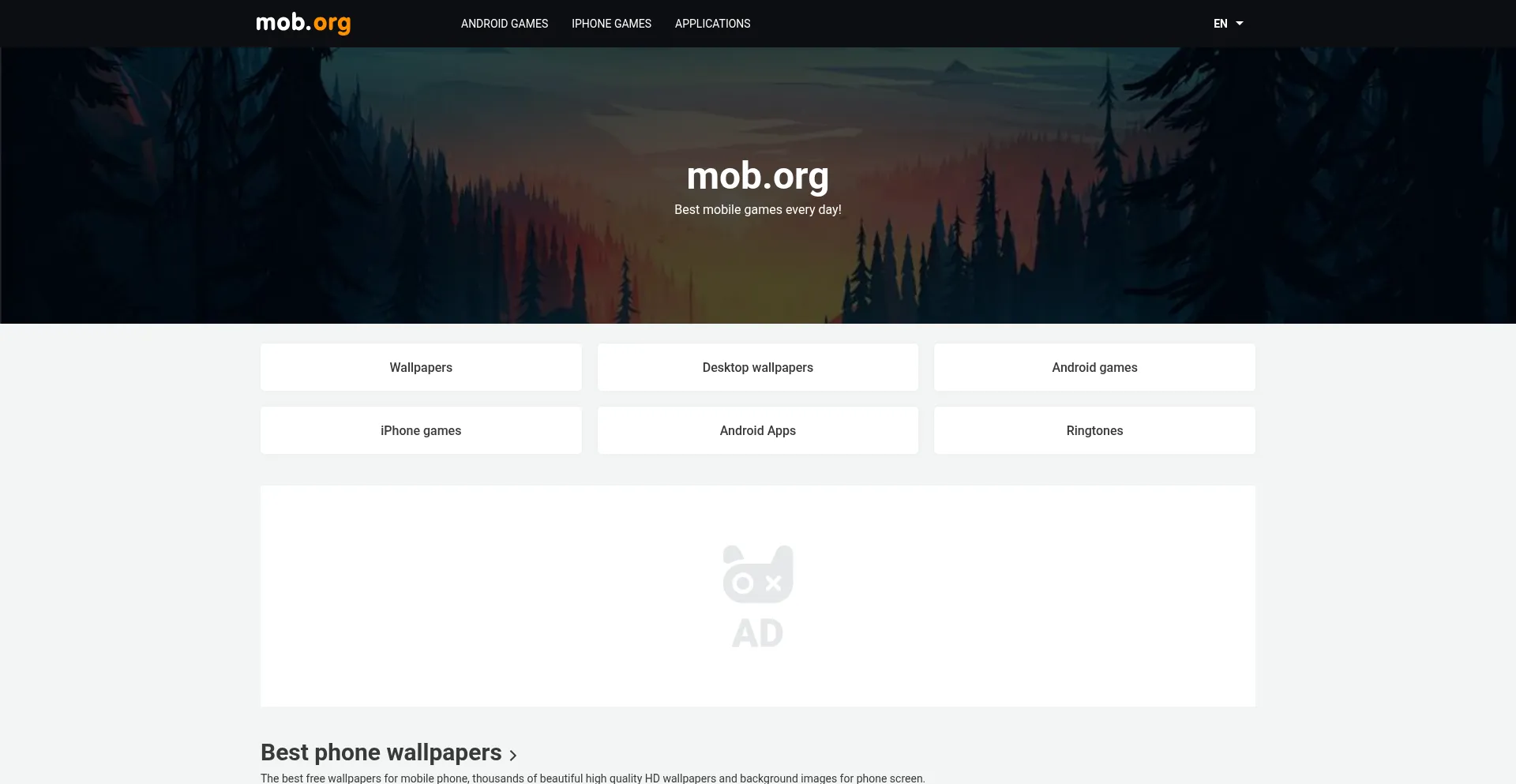 Website screenshot of Mob.org
