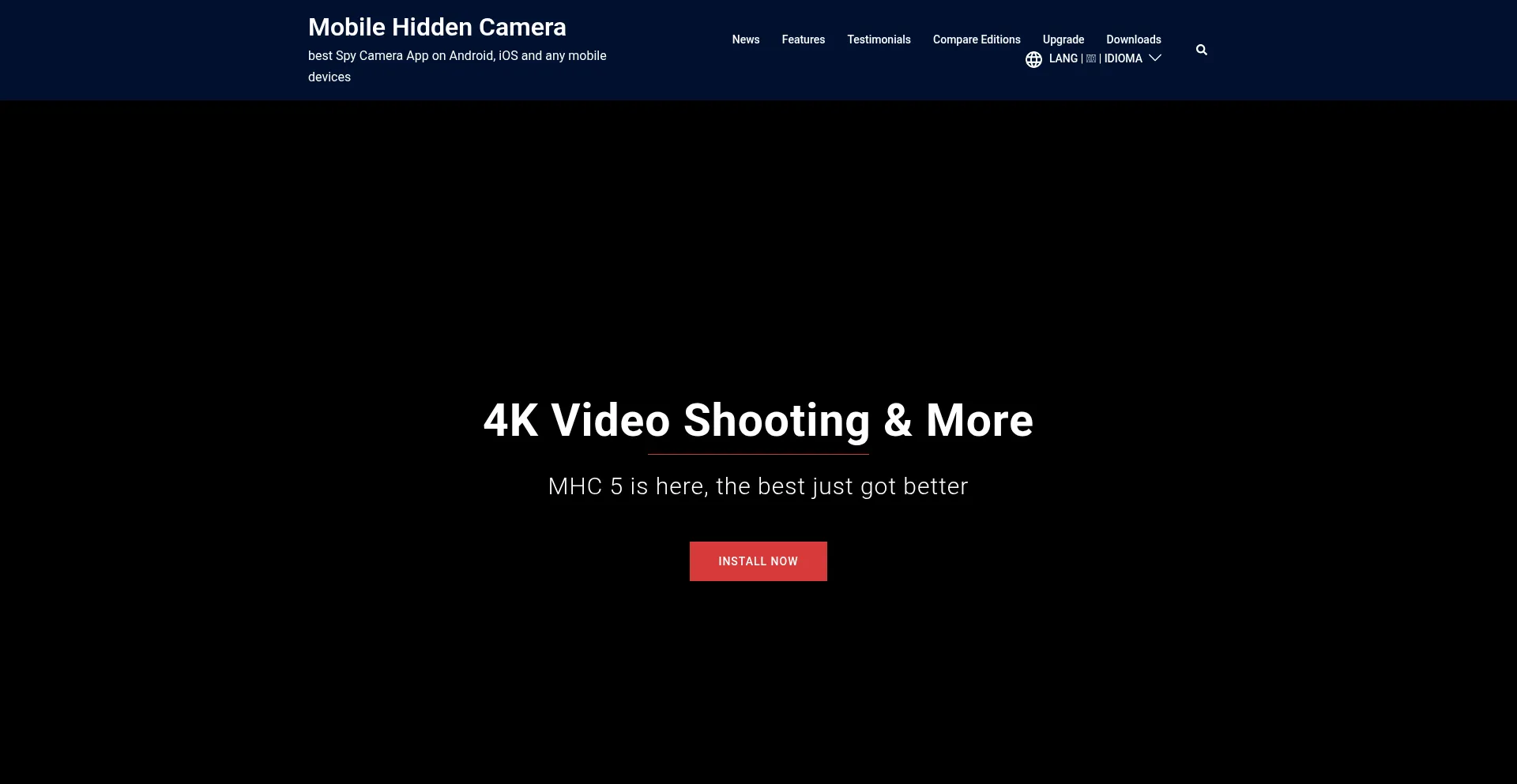 Website screenshot of Mobilehiddencamera.com