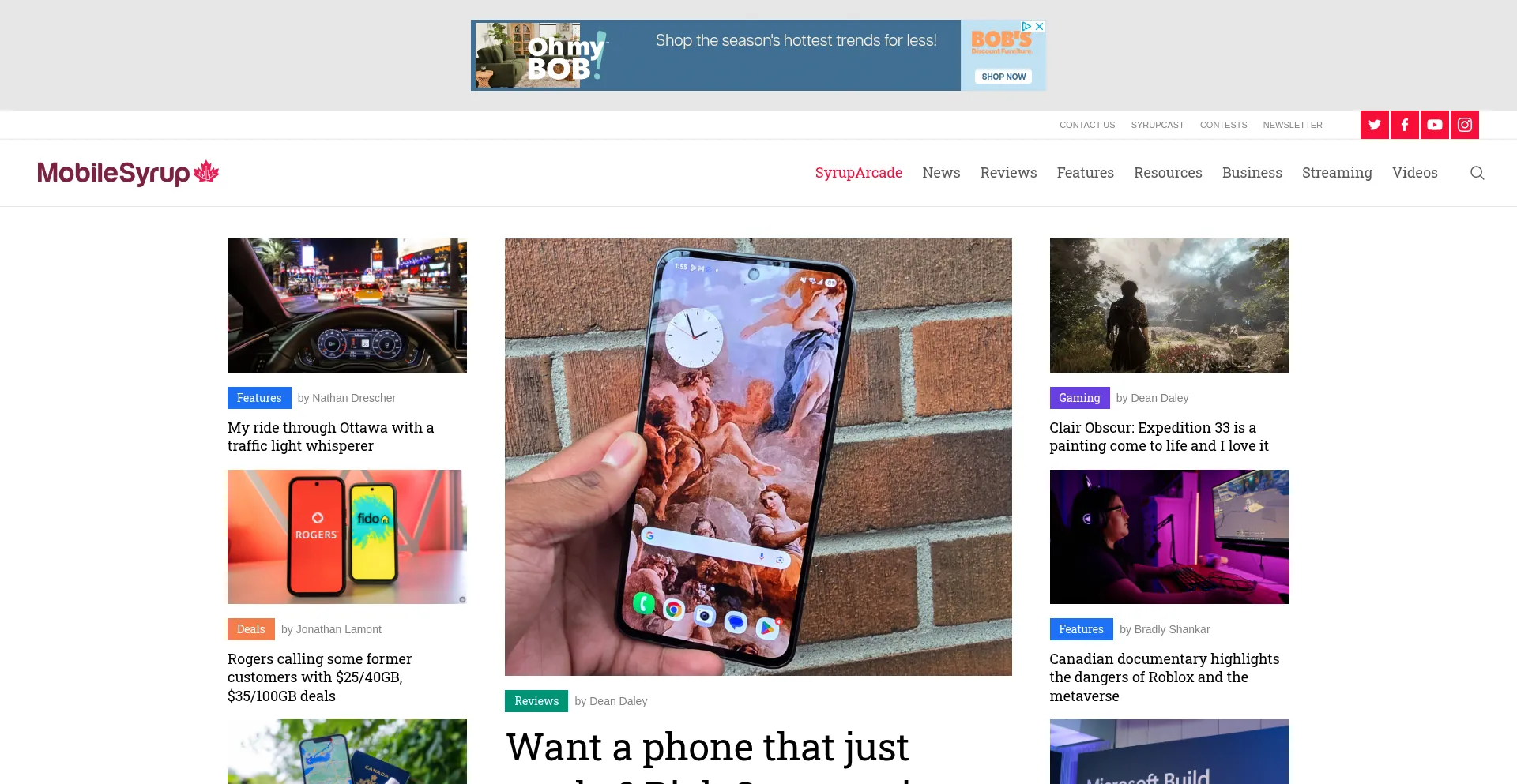 Website screenshot of Mobilesyrup.com