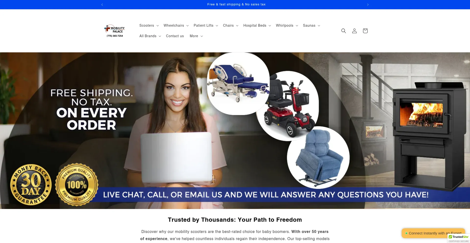 Website screenshot of Mobilitypalace.com