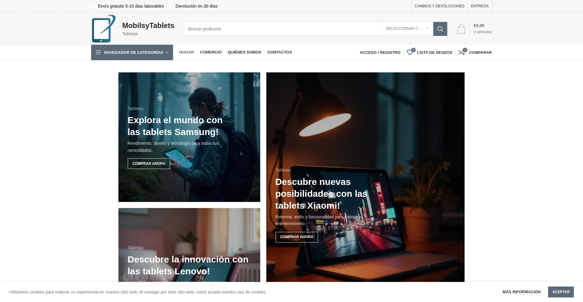 Website screenshot of Mobilsytablets.com