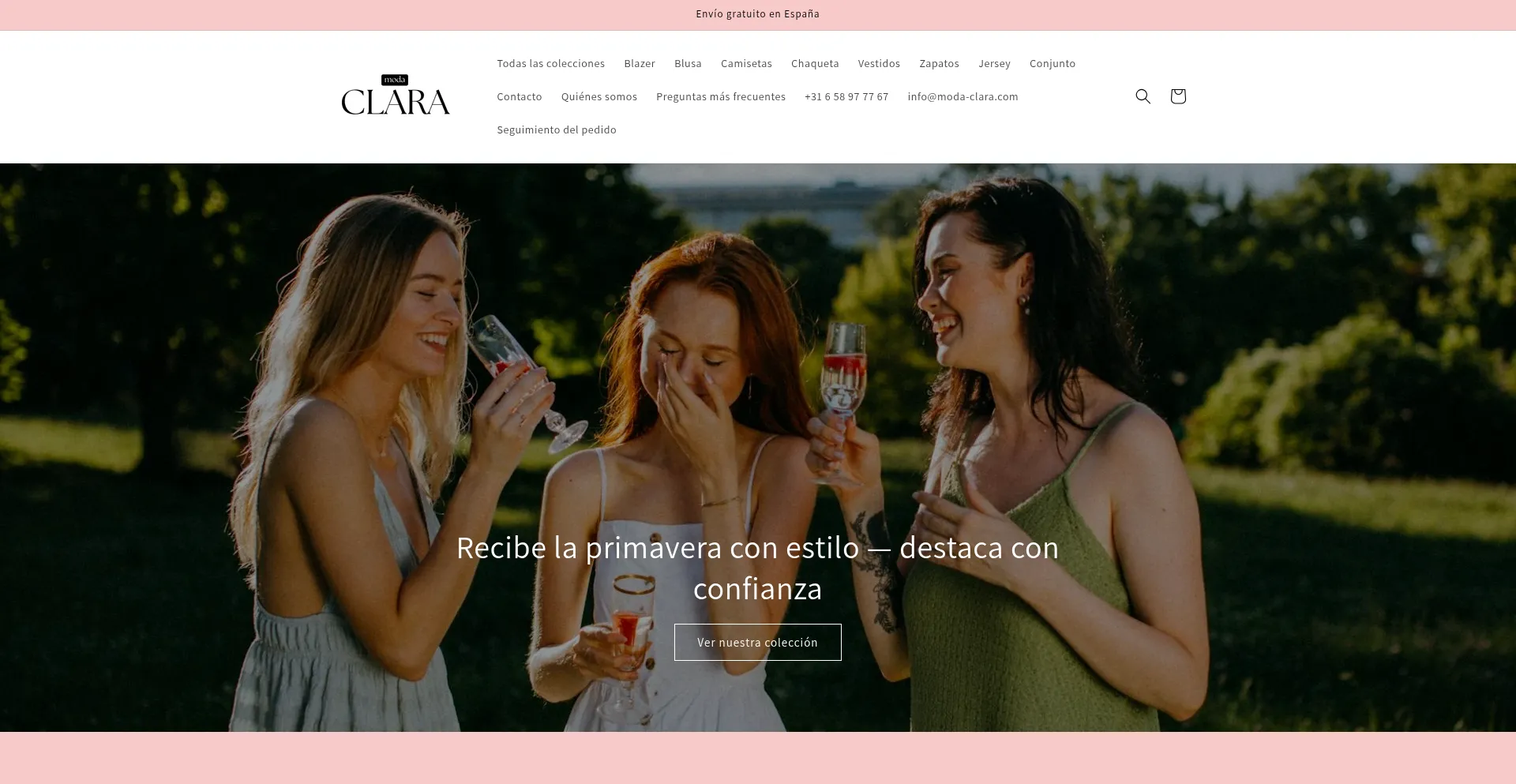 Website screenshot of Moda-clara.com