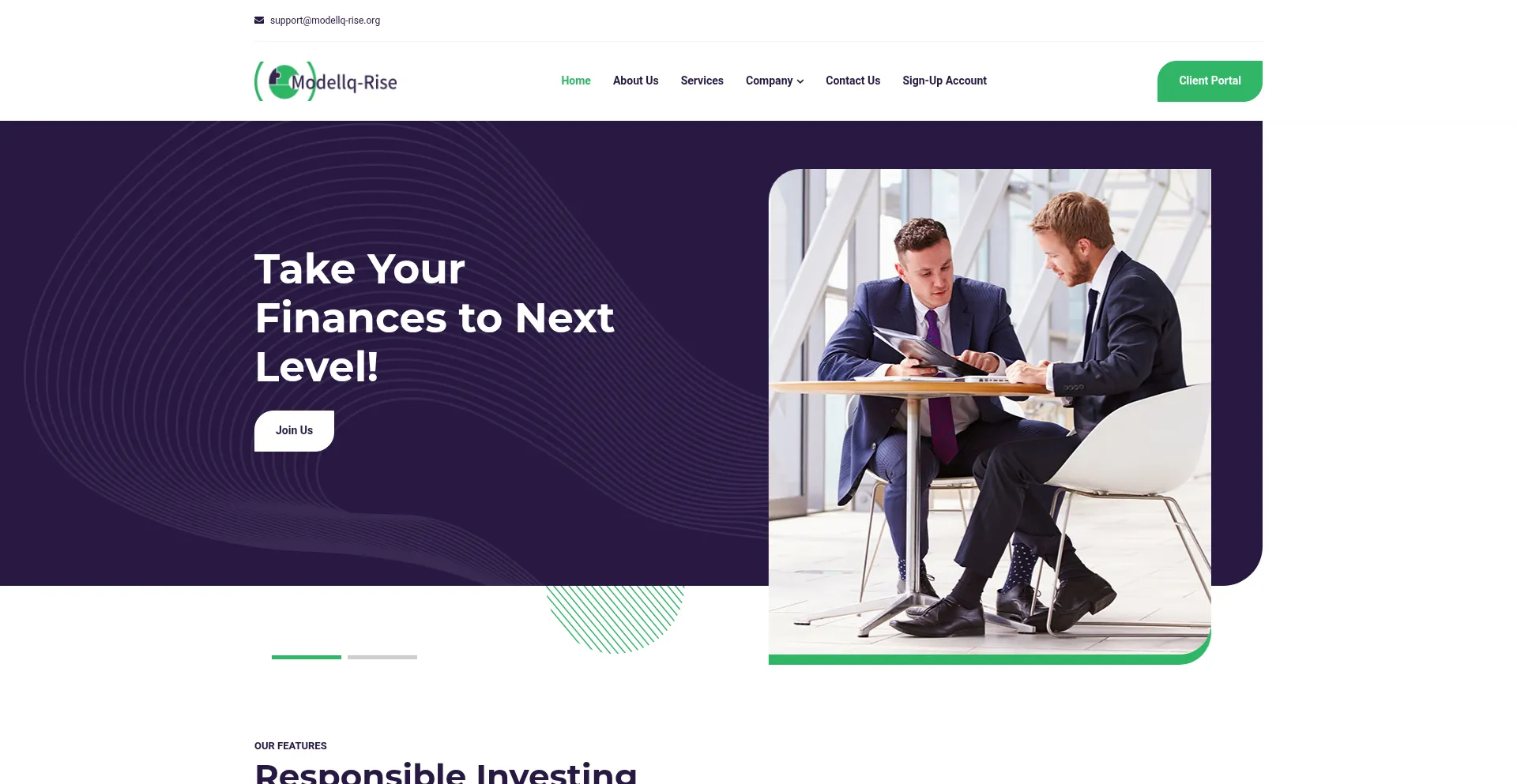 Website screenshot of Modellq-rise.org