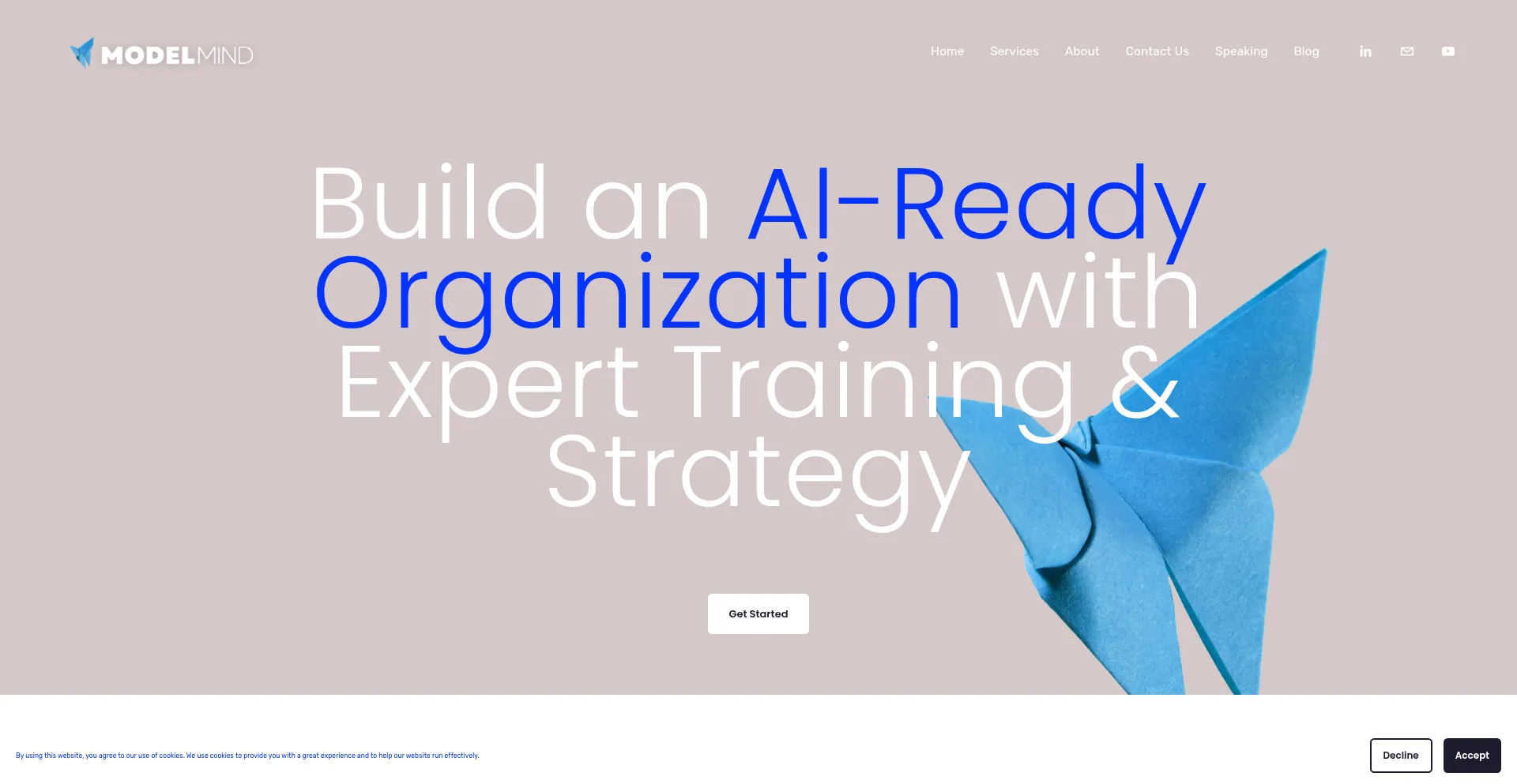 Website screenshot of Modelmind.ai