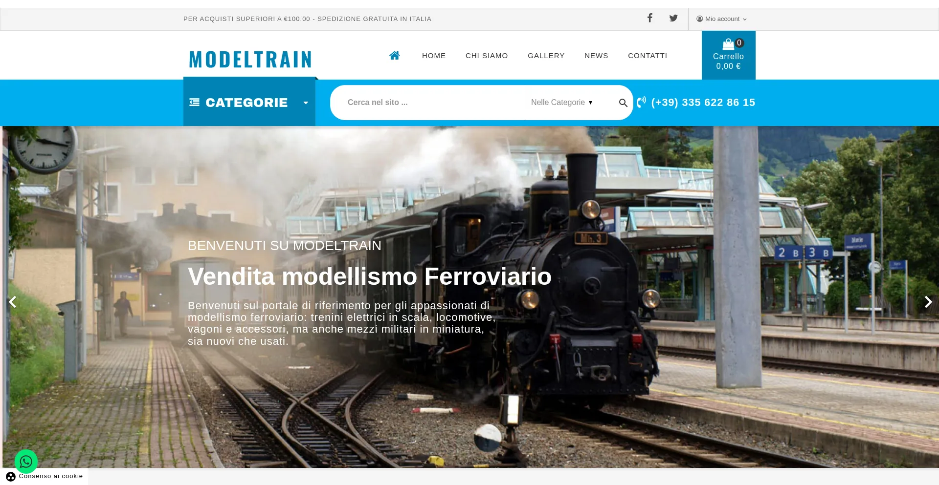 Website screenshot of Modeltrain.it