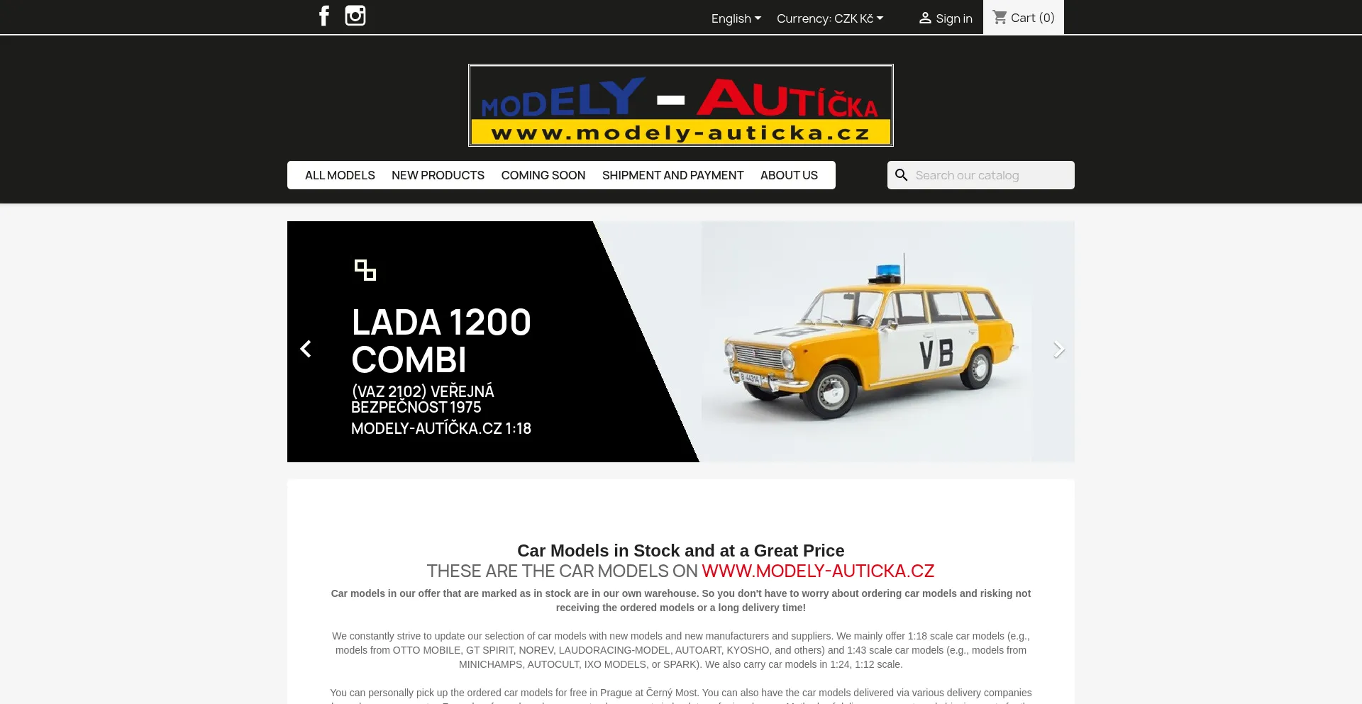 Website screenshot of Modely-auticka.cz