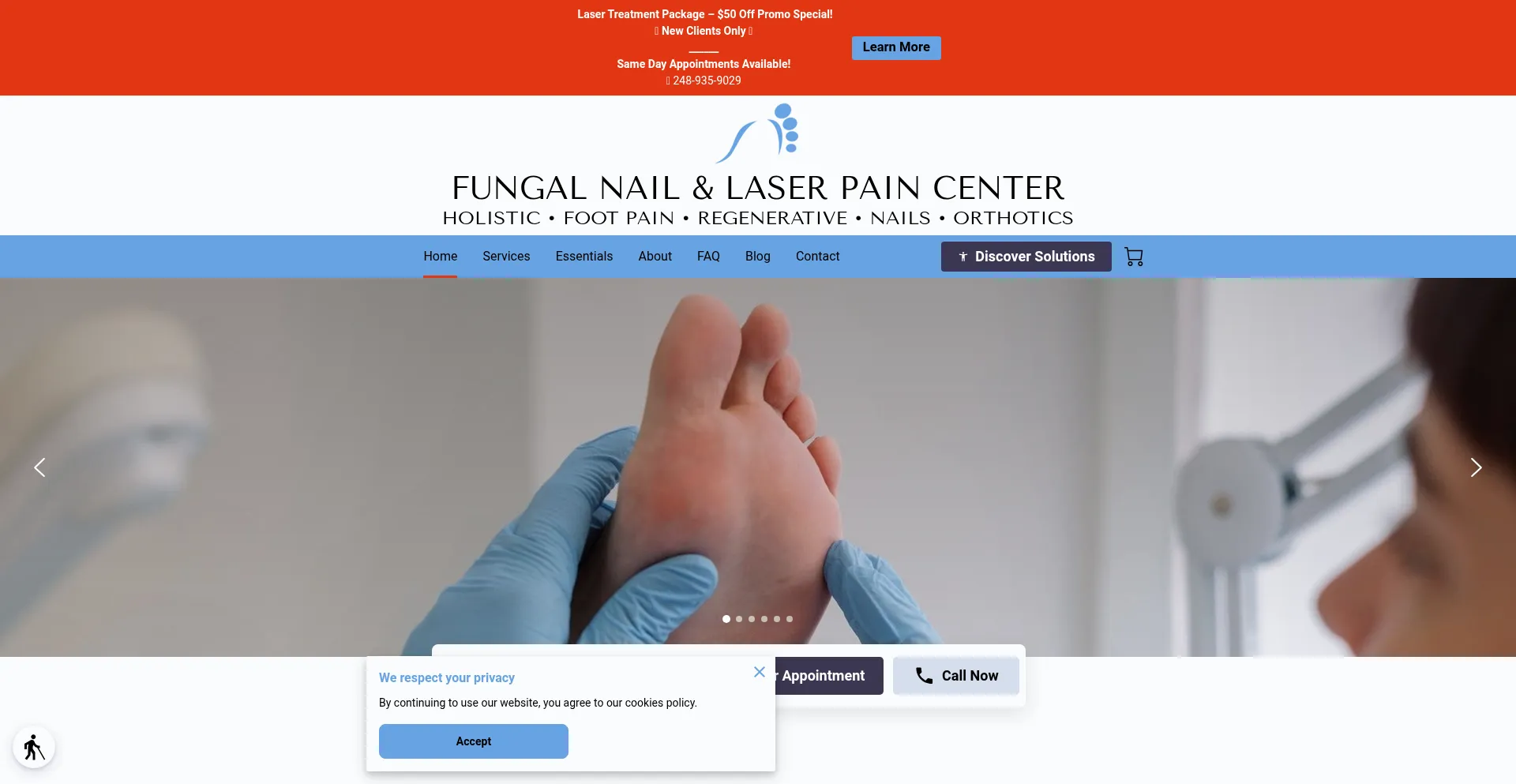 Website screenshot of Modernholisticpodiatry.com