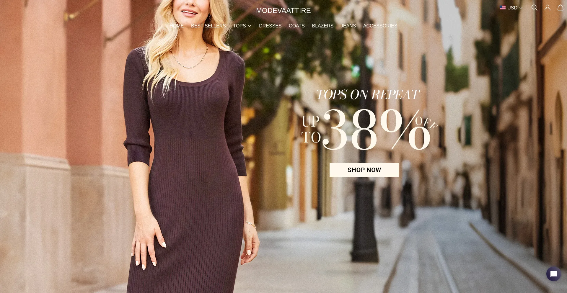 Website screenshot of Modevaattire.com