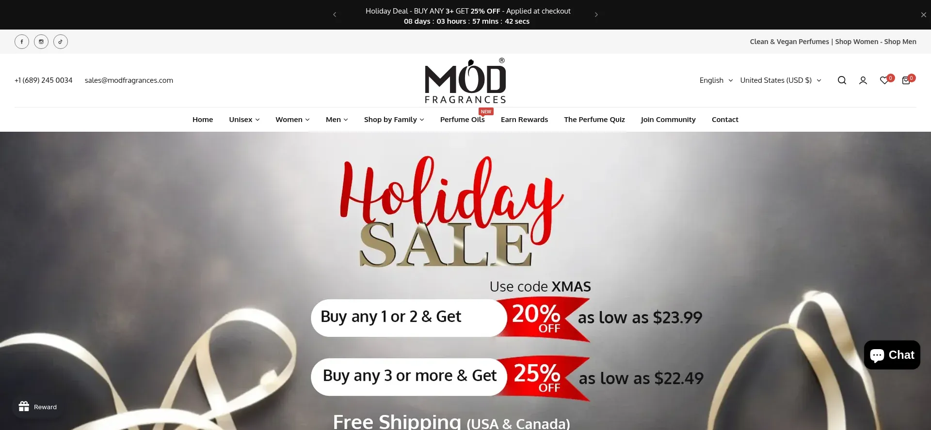 Website screenshot of Modfragrances.com