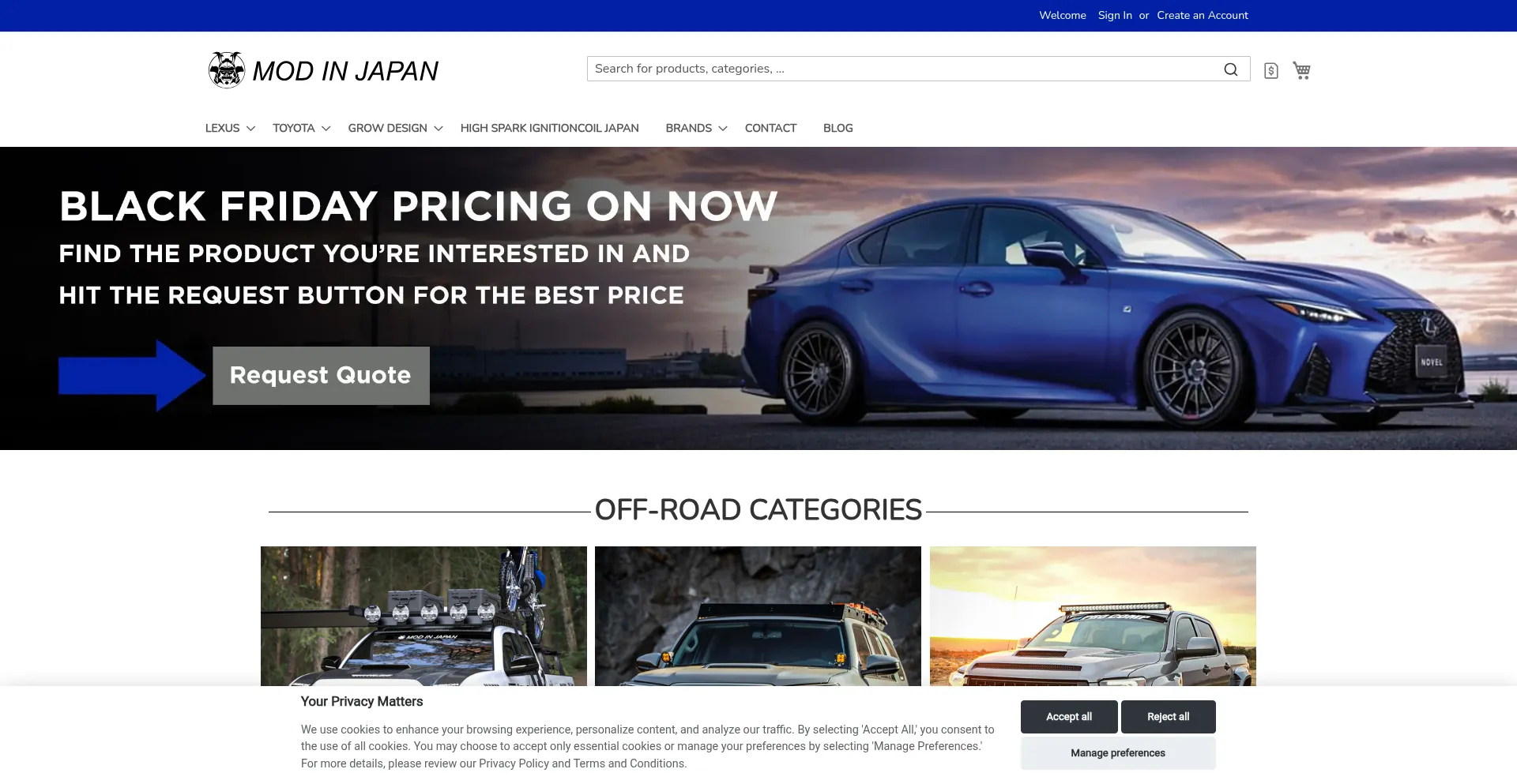 Website screenshot of Modinjapan.com