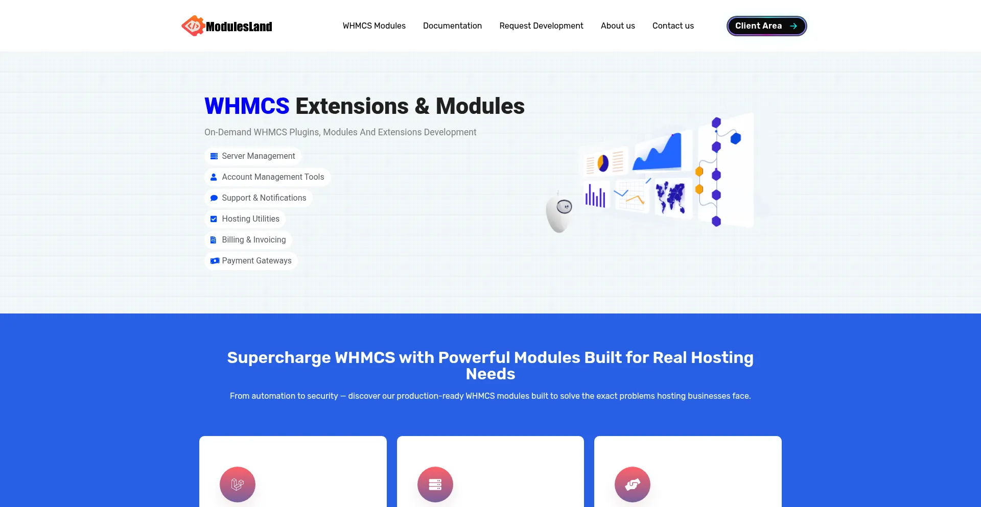 Website screenshot of Modulesland.com