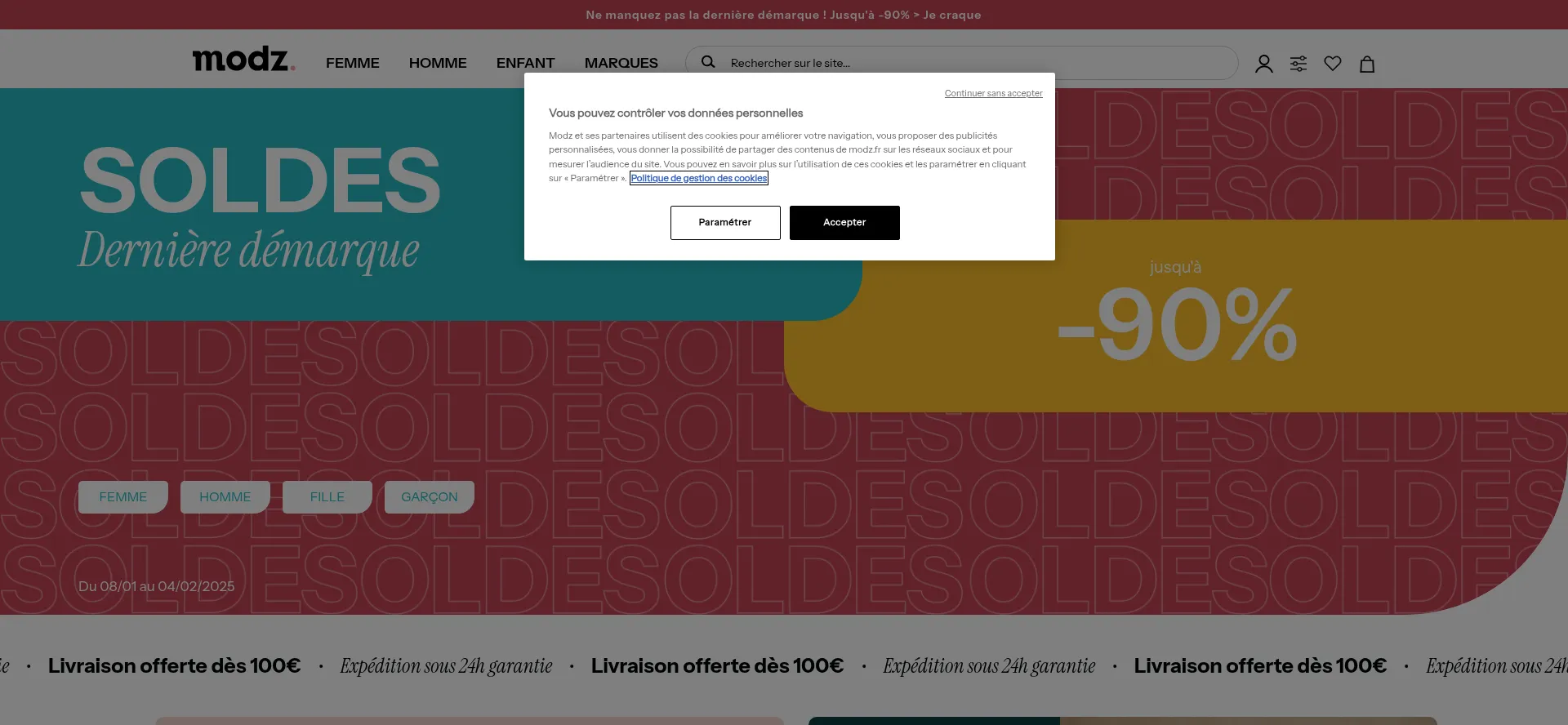 Website screenshot of Modz.fr