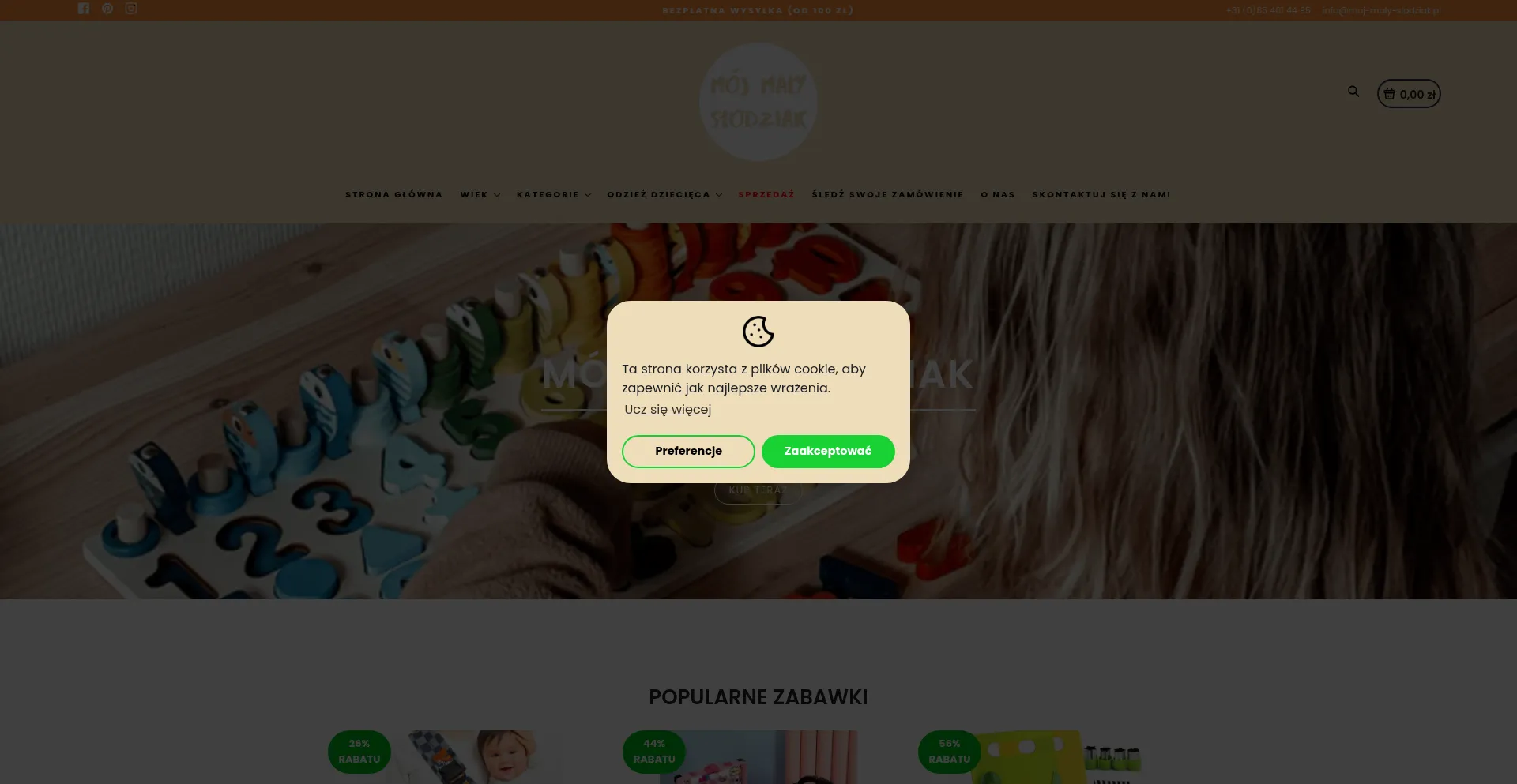 Website screenshot of Moj-maly-slodziak.pl
