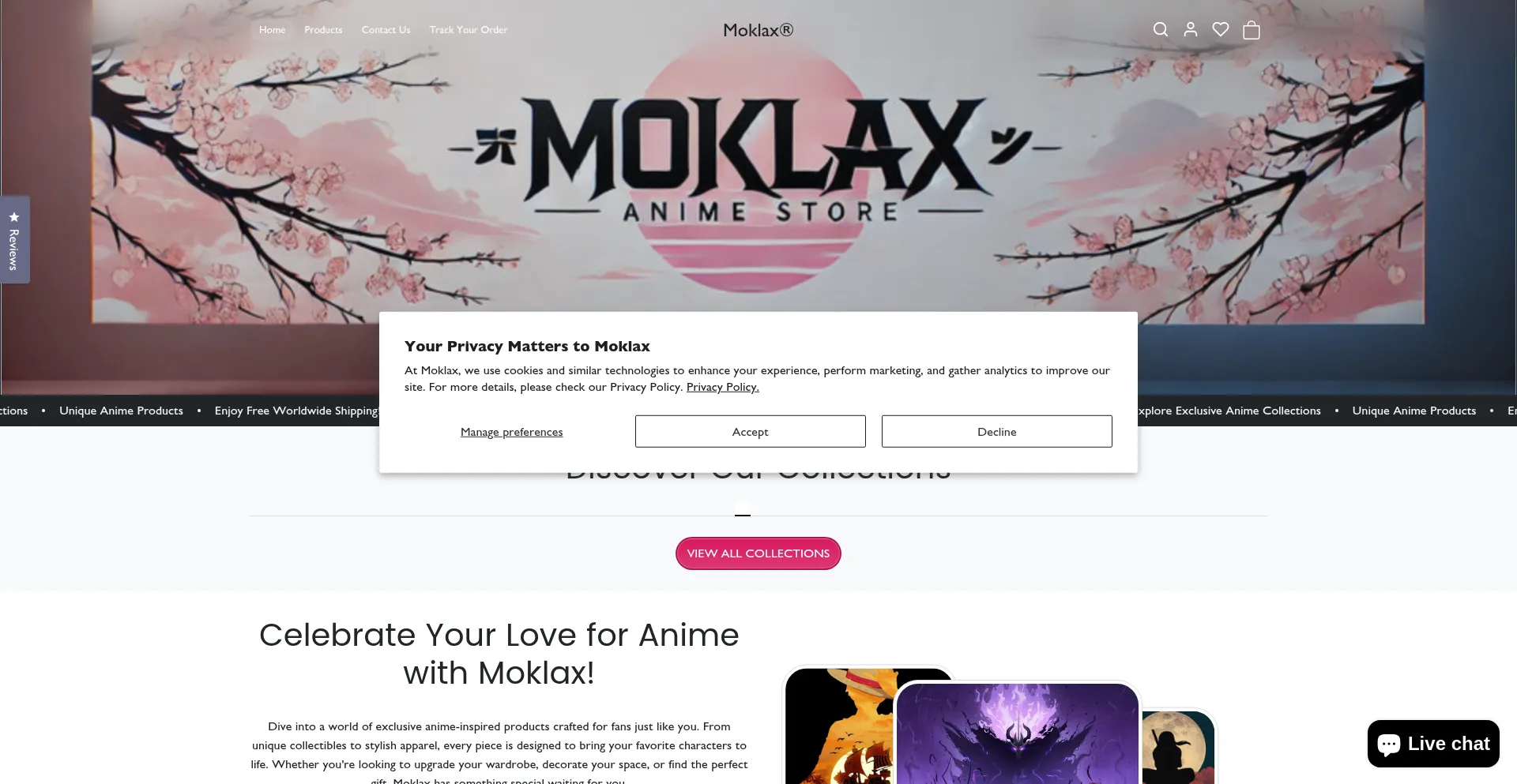 Website screenshot of Moklax.com