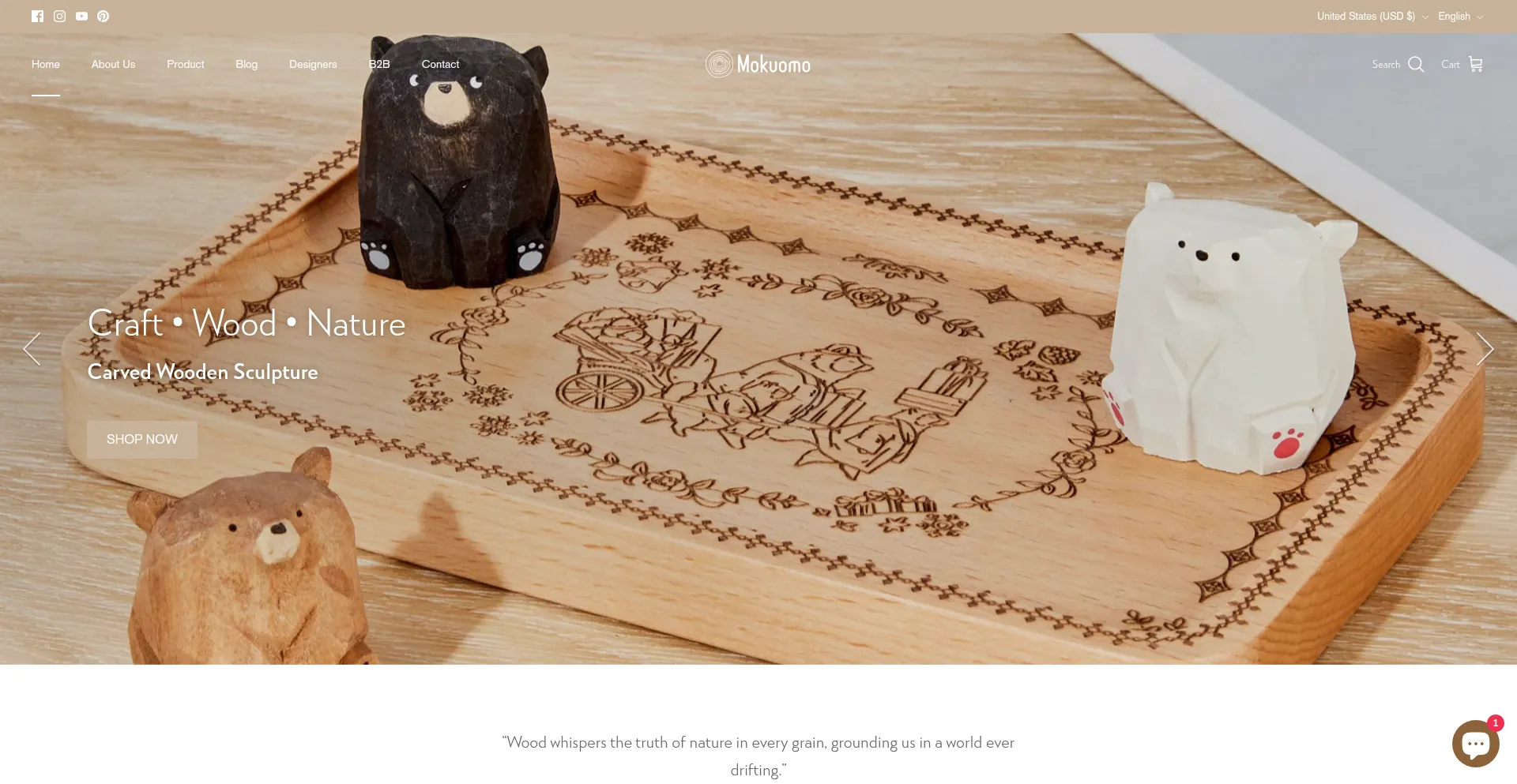 Website screenshot of Mokuomo.com