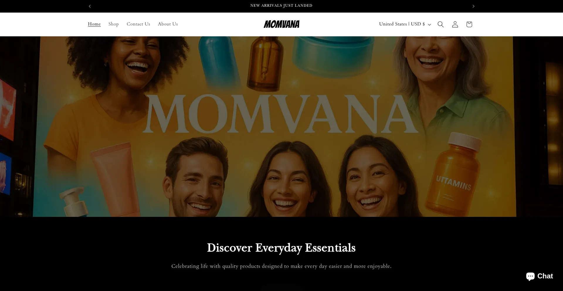 Website screenshot of Momvana.co