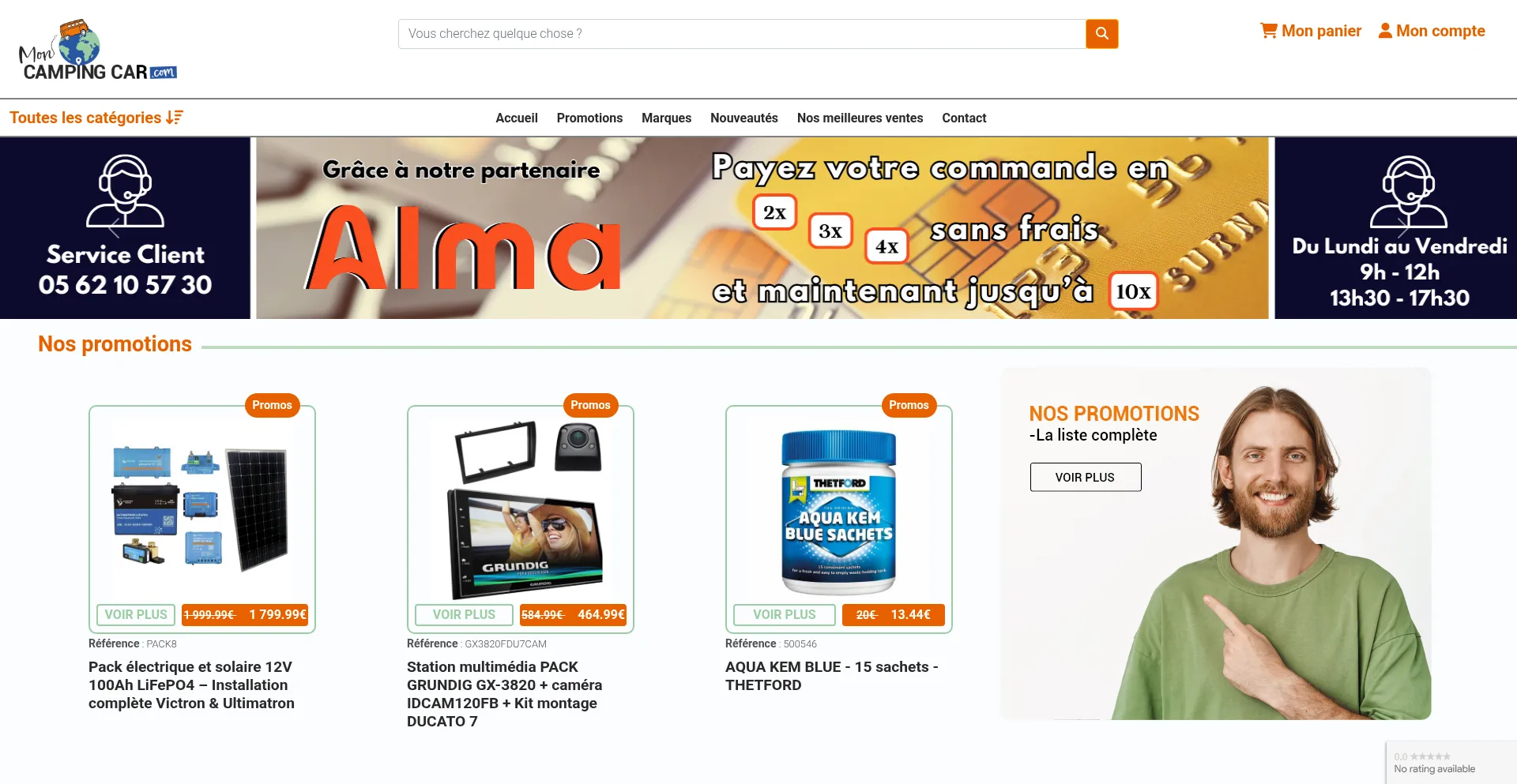 Website screenshot of Mon-camping-car.com