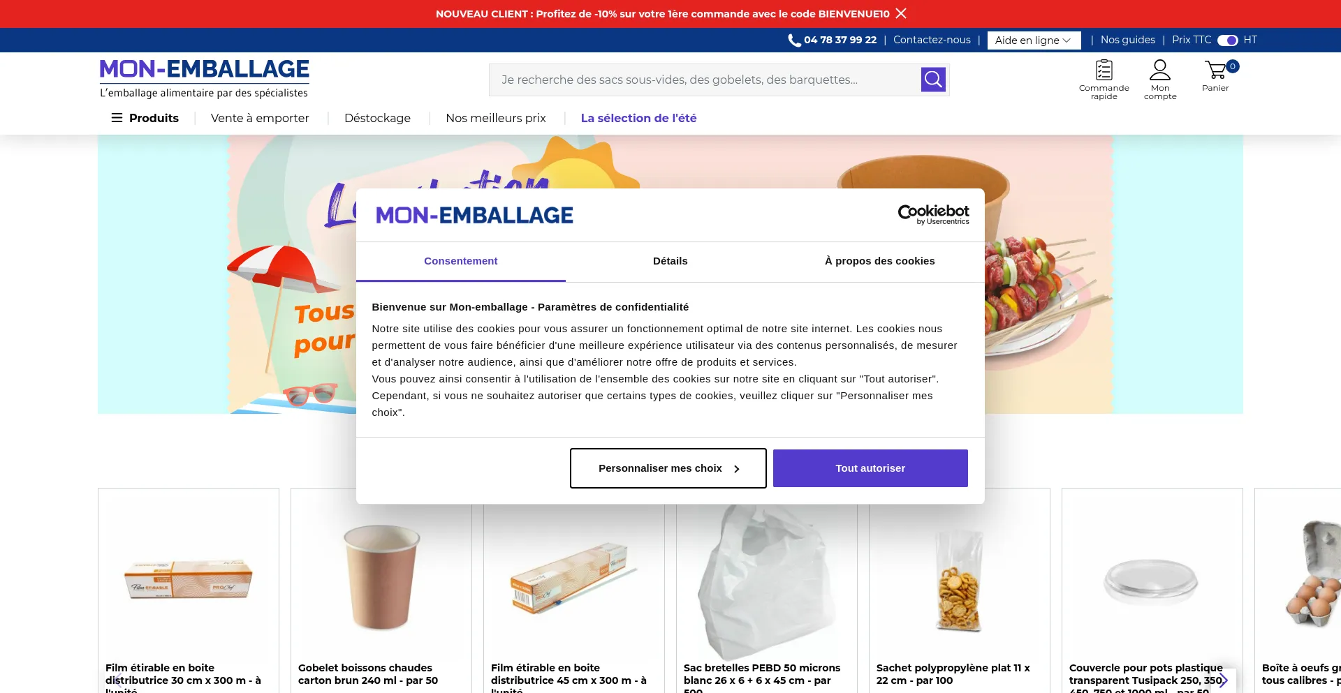 Website screenshot of Mon-emballage.com