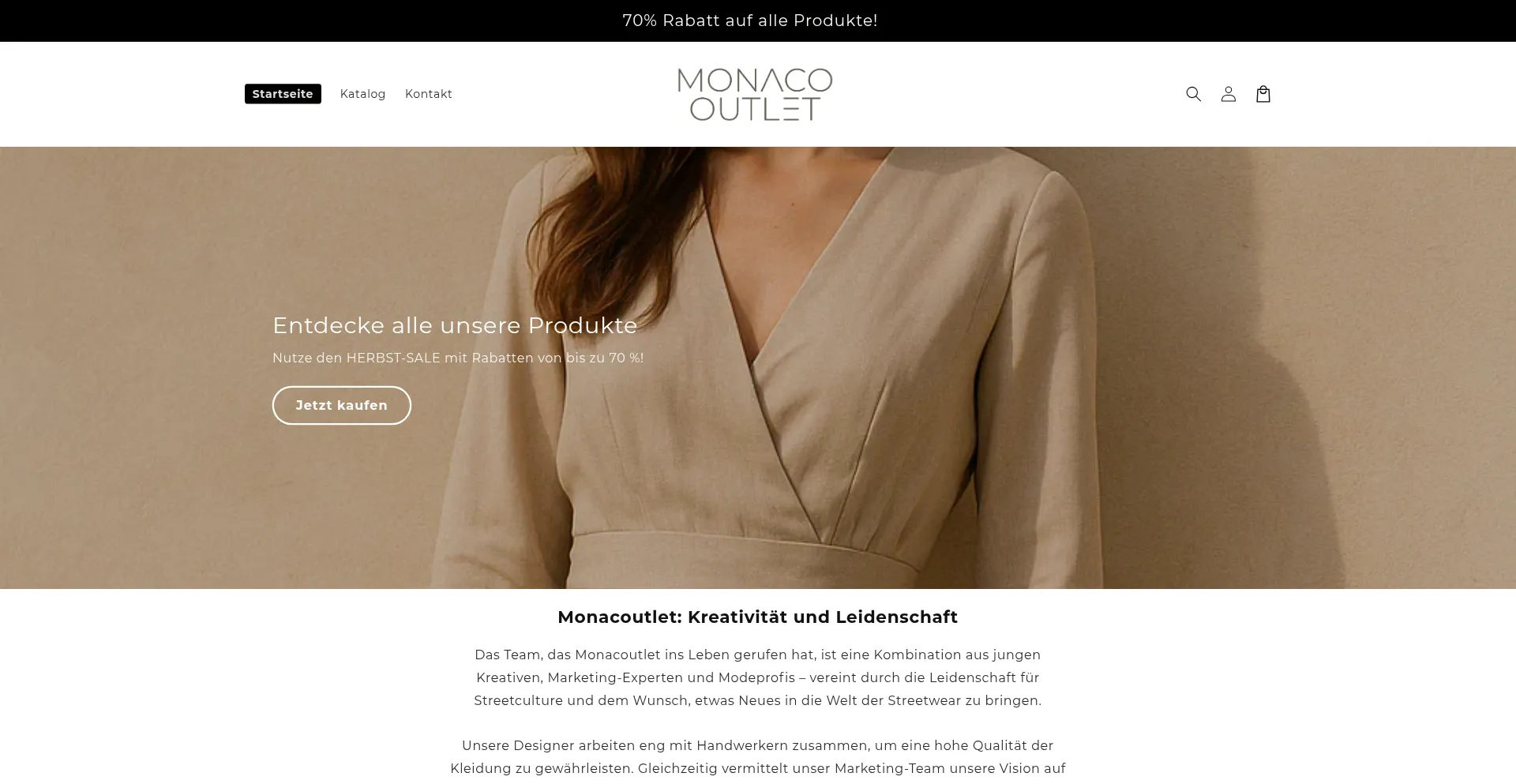 Website screenshot of Monaco-outlet.store