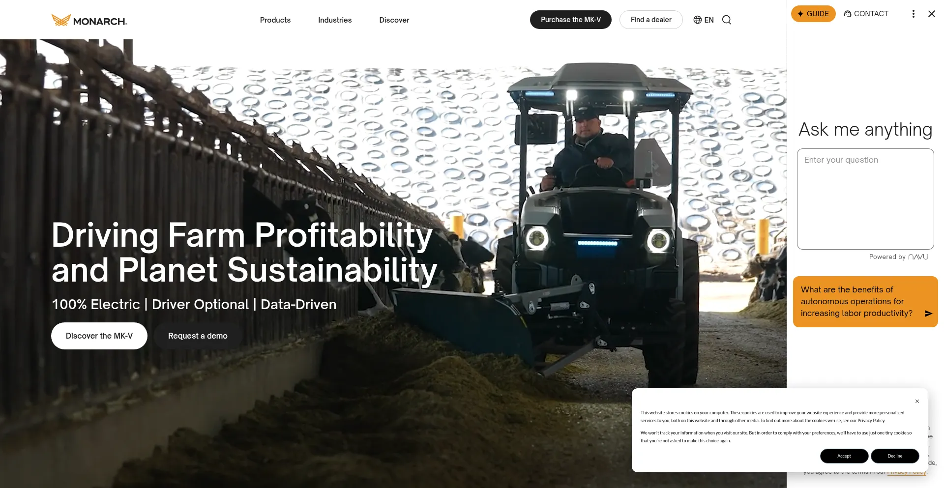 Website screenshot of Monarchtractor.com