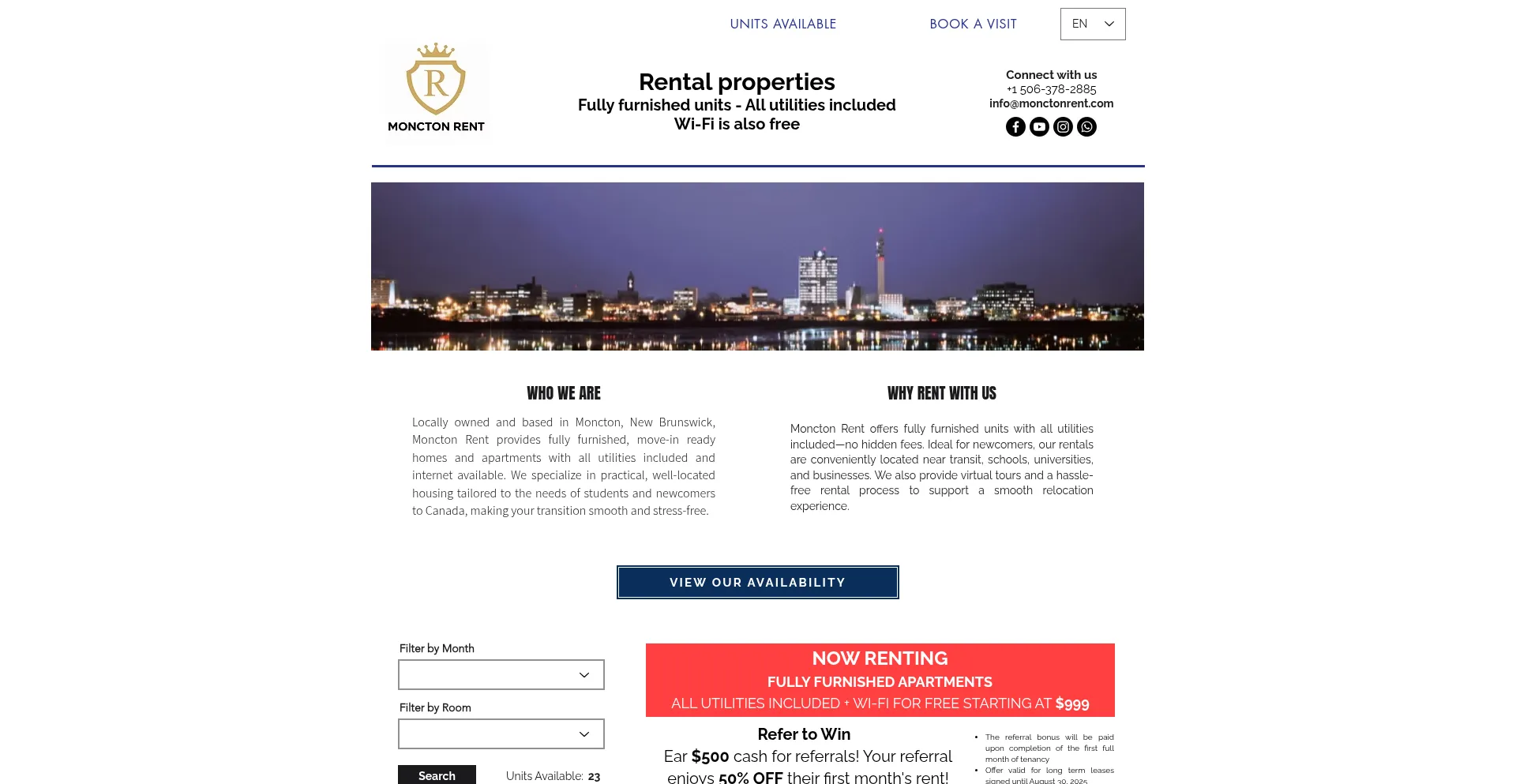 Website screenshot of Monctonrent.com