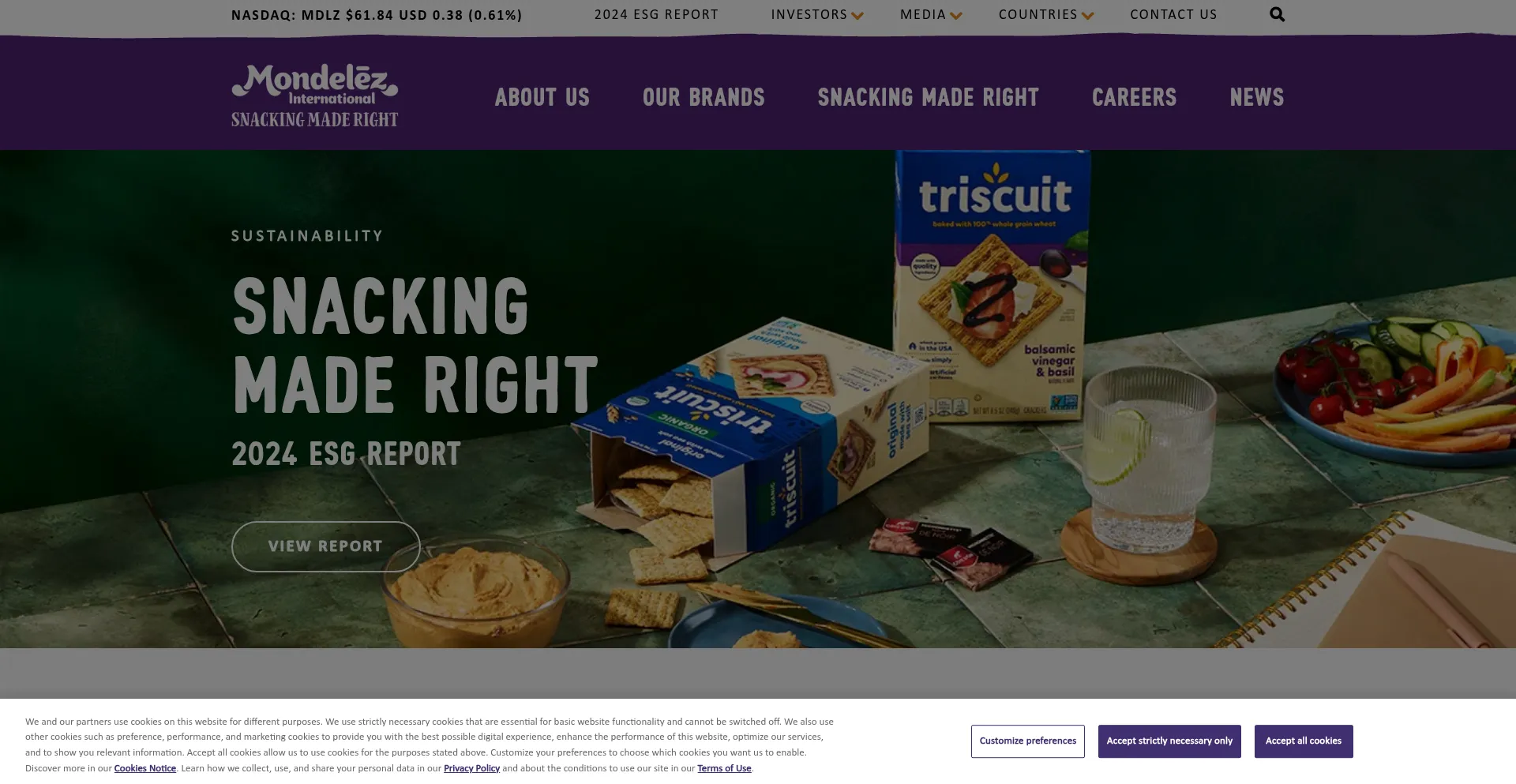 Website screenshot of Mondelezinternational.com