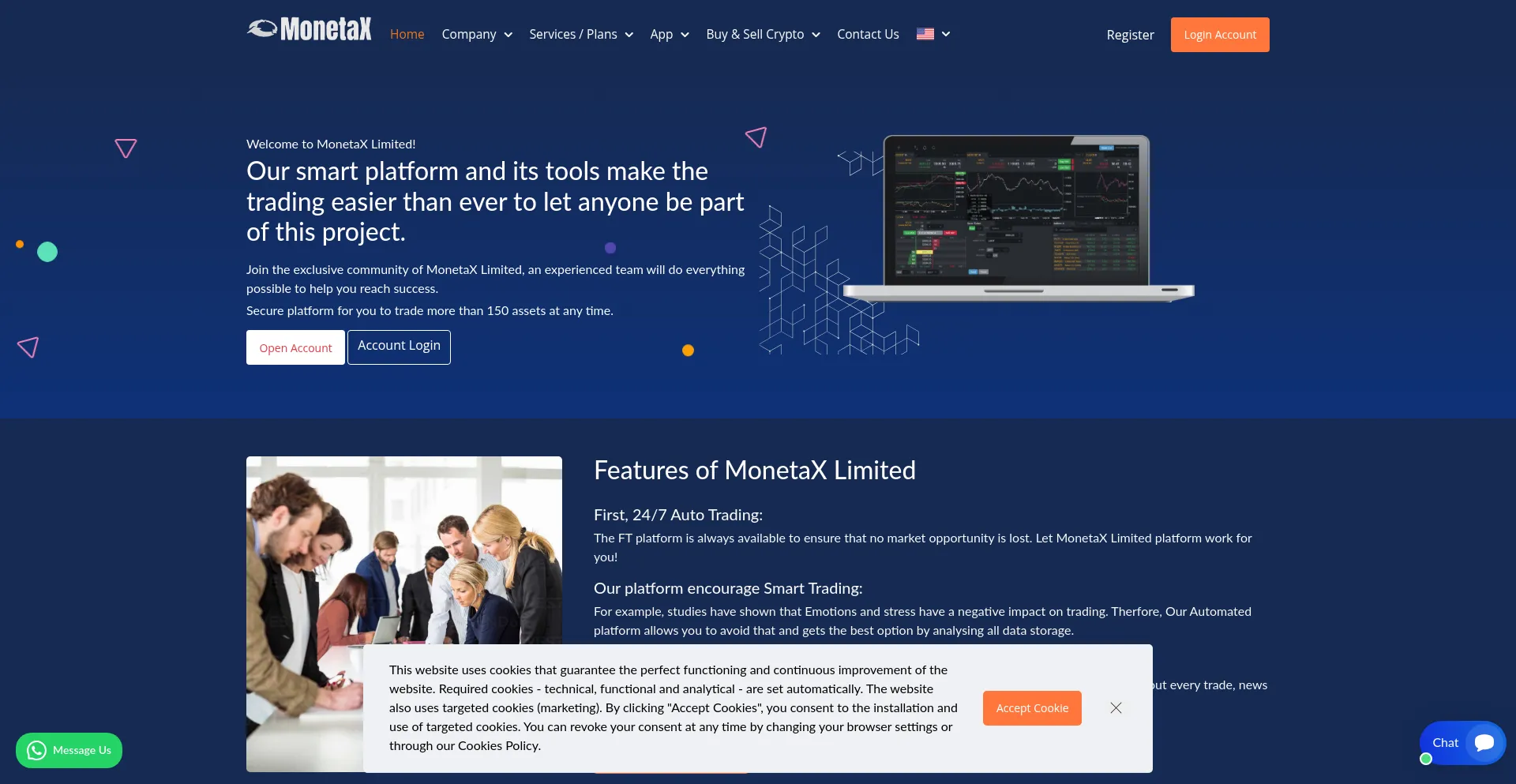 Website screenshot of Monetax.net