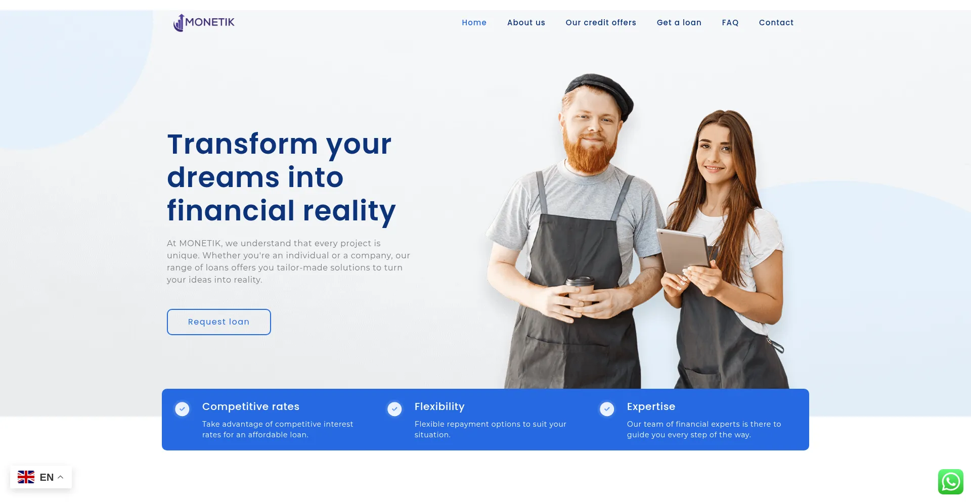 Website screenshot of Monetik-services.com