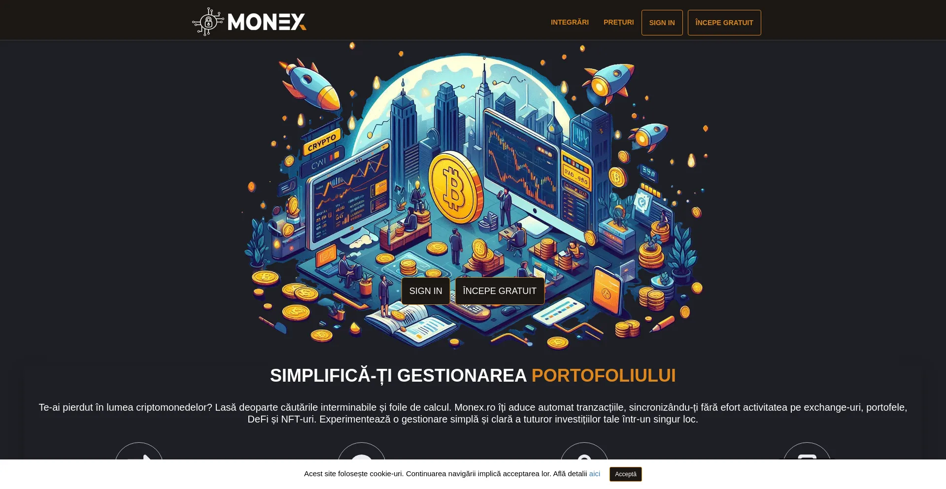 Website screenshot of Monex.ro