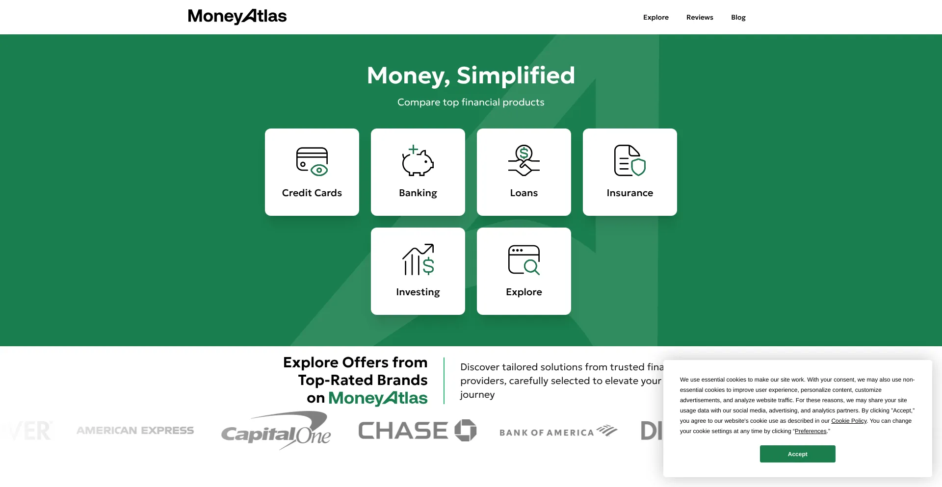 Website screenshot of Moneyatlas.com