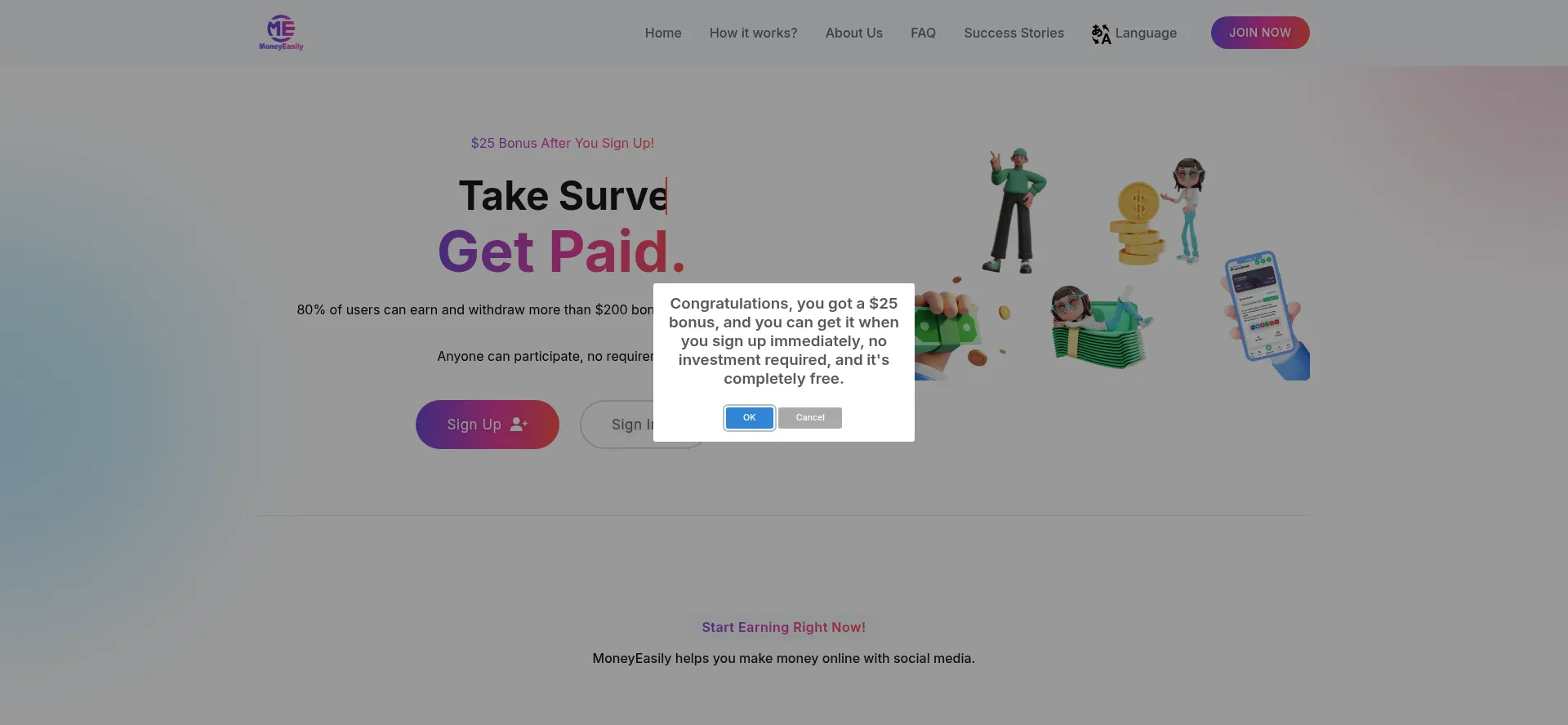 Website screenshot of Moneyeasilypao.top