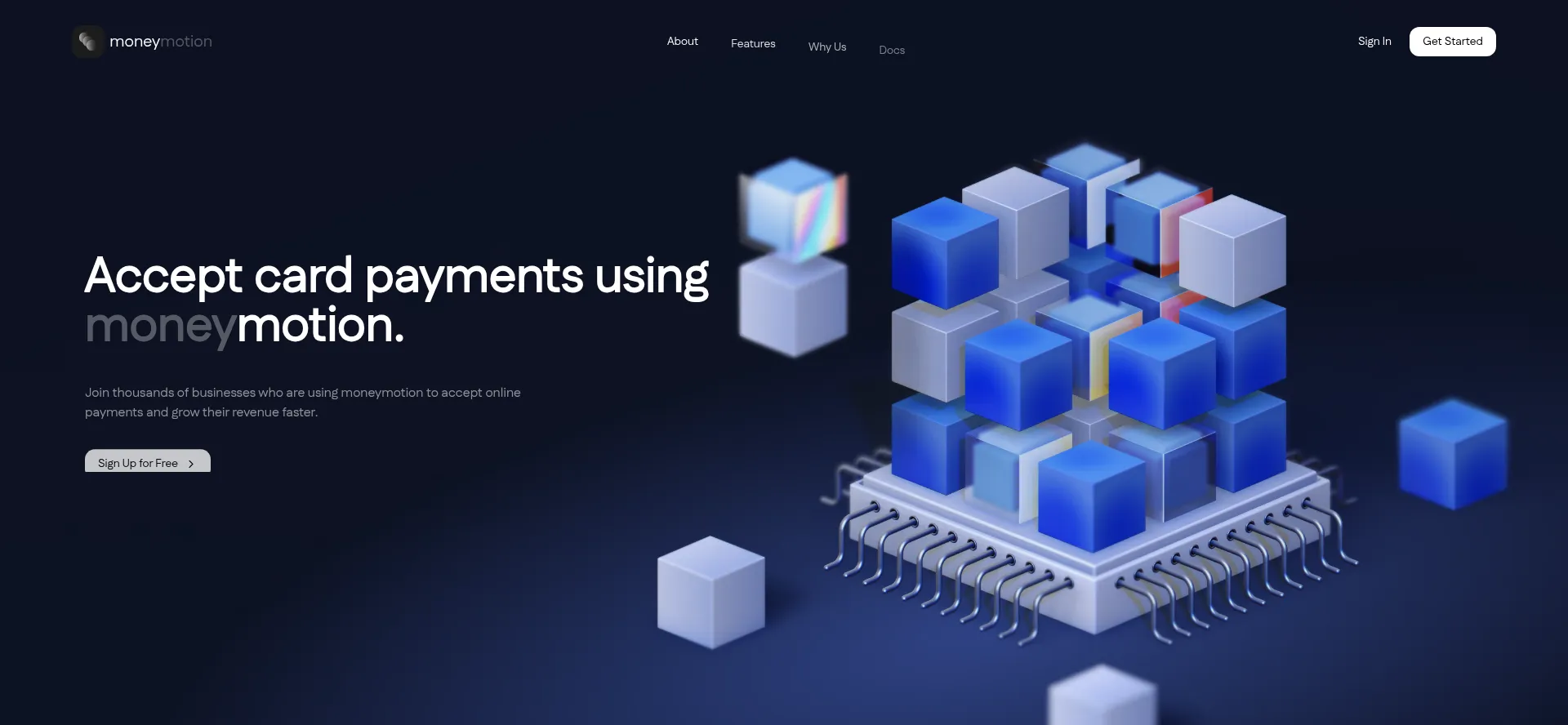 Website screenshot of Moneymotion.io