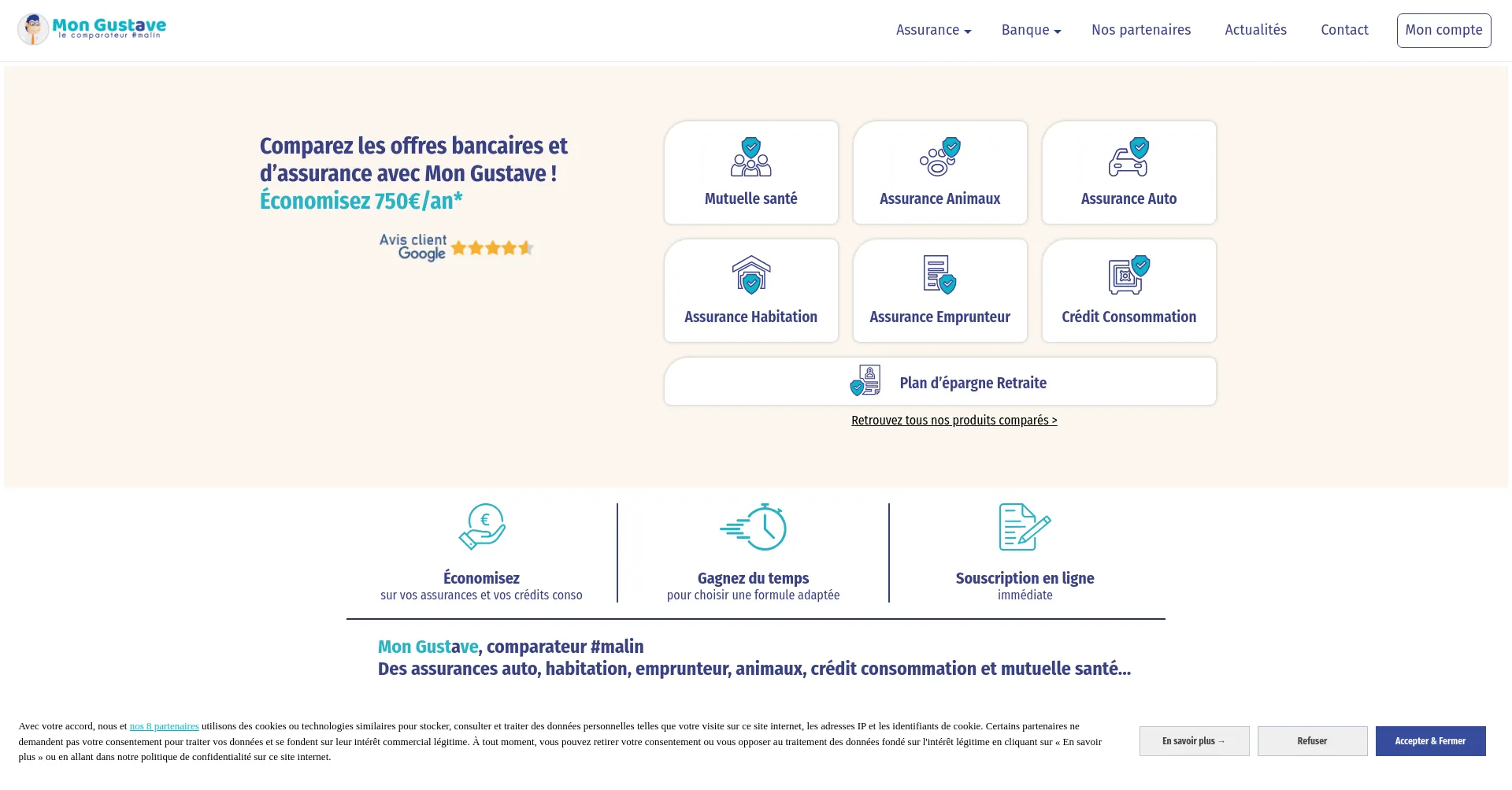 Website screenshot of Mongustave.fr