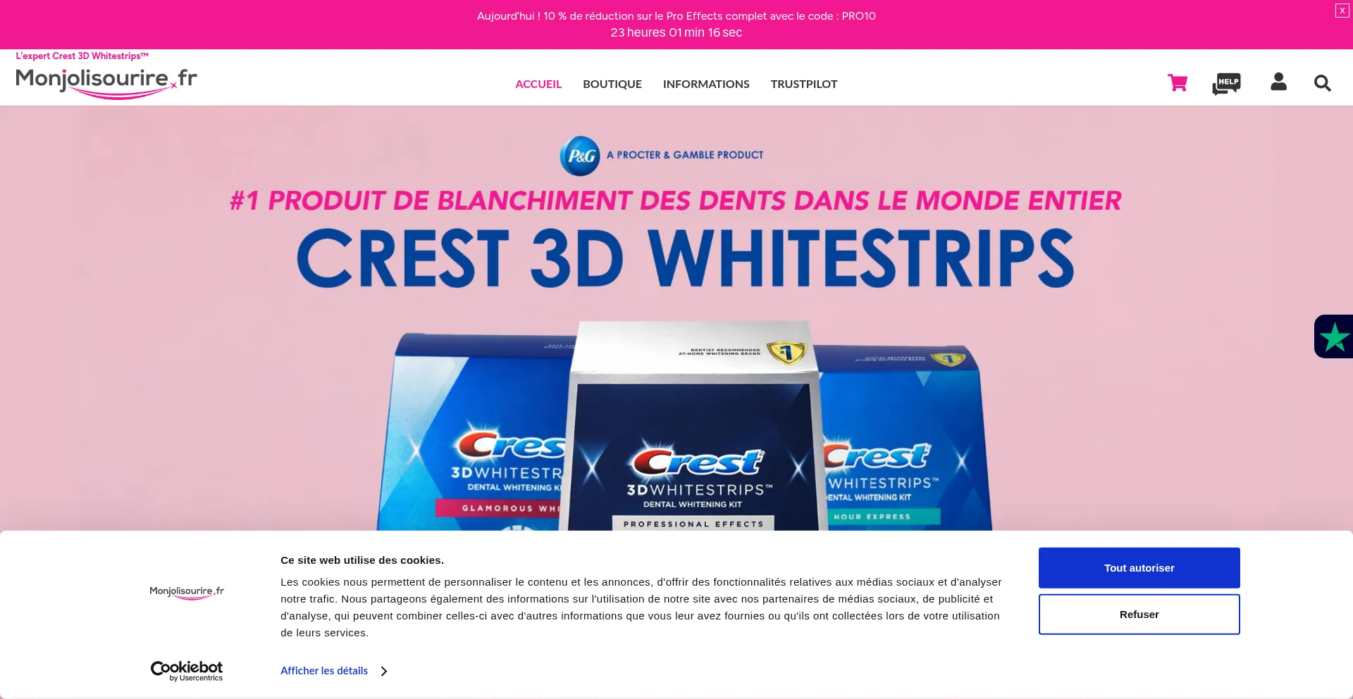 Website screenshot of Monjolisourire.fr