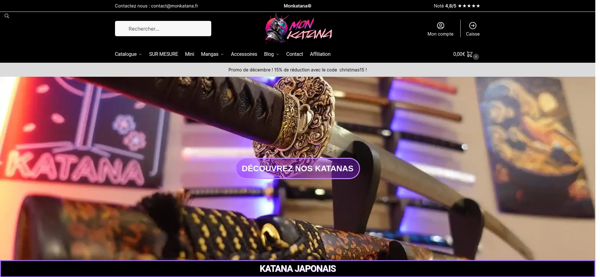 Website screenshot of Monkatana.fr