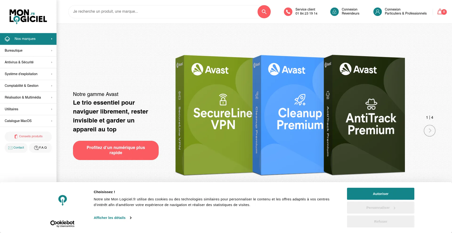 Website screenshot of Monlogiciel.fr