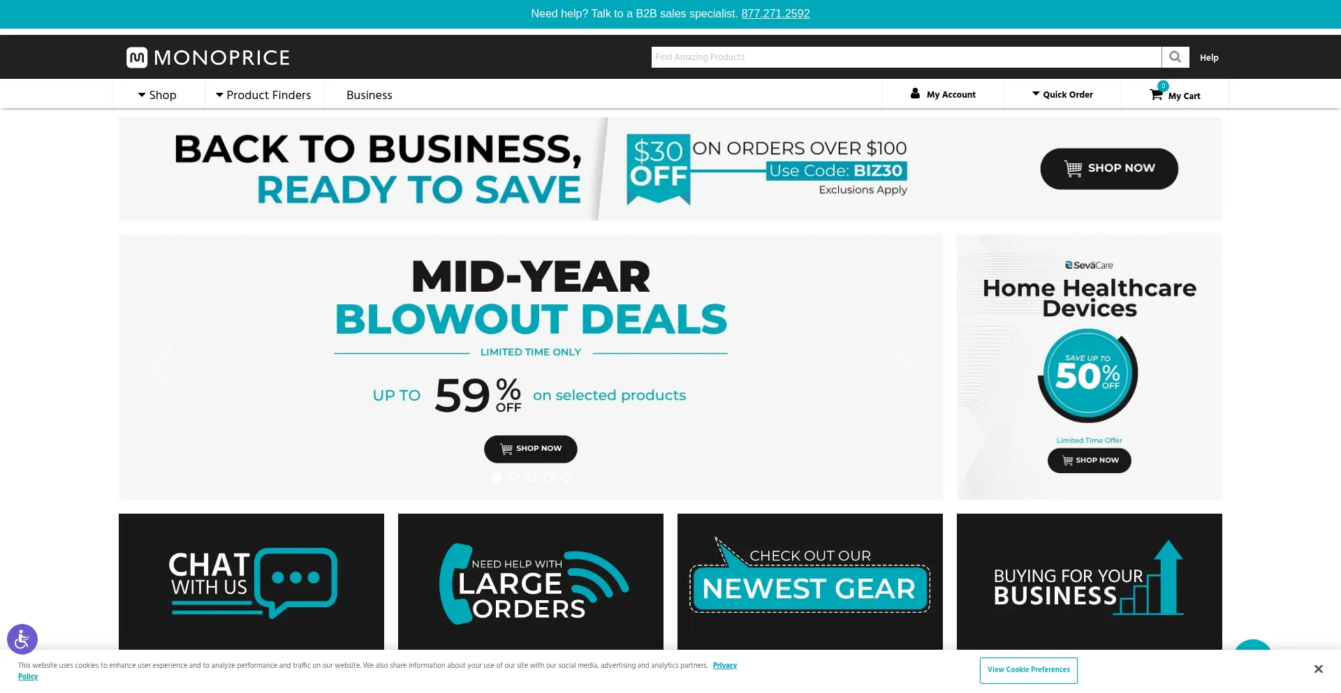 Website screenshot of Monoprice.com