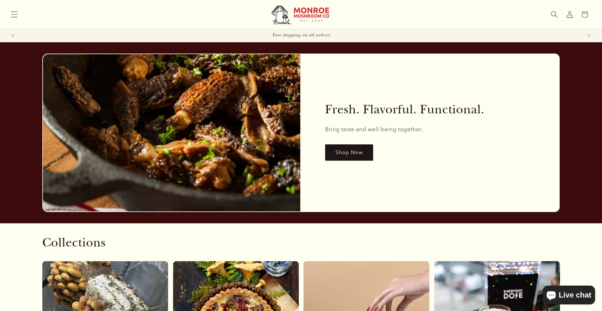 Website screenshot of Monroemushroom.shop
