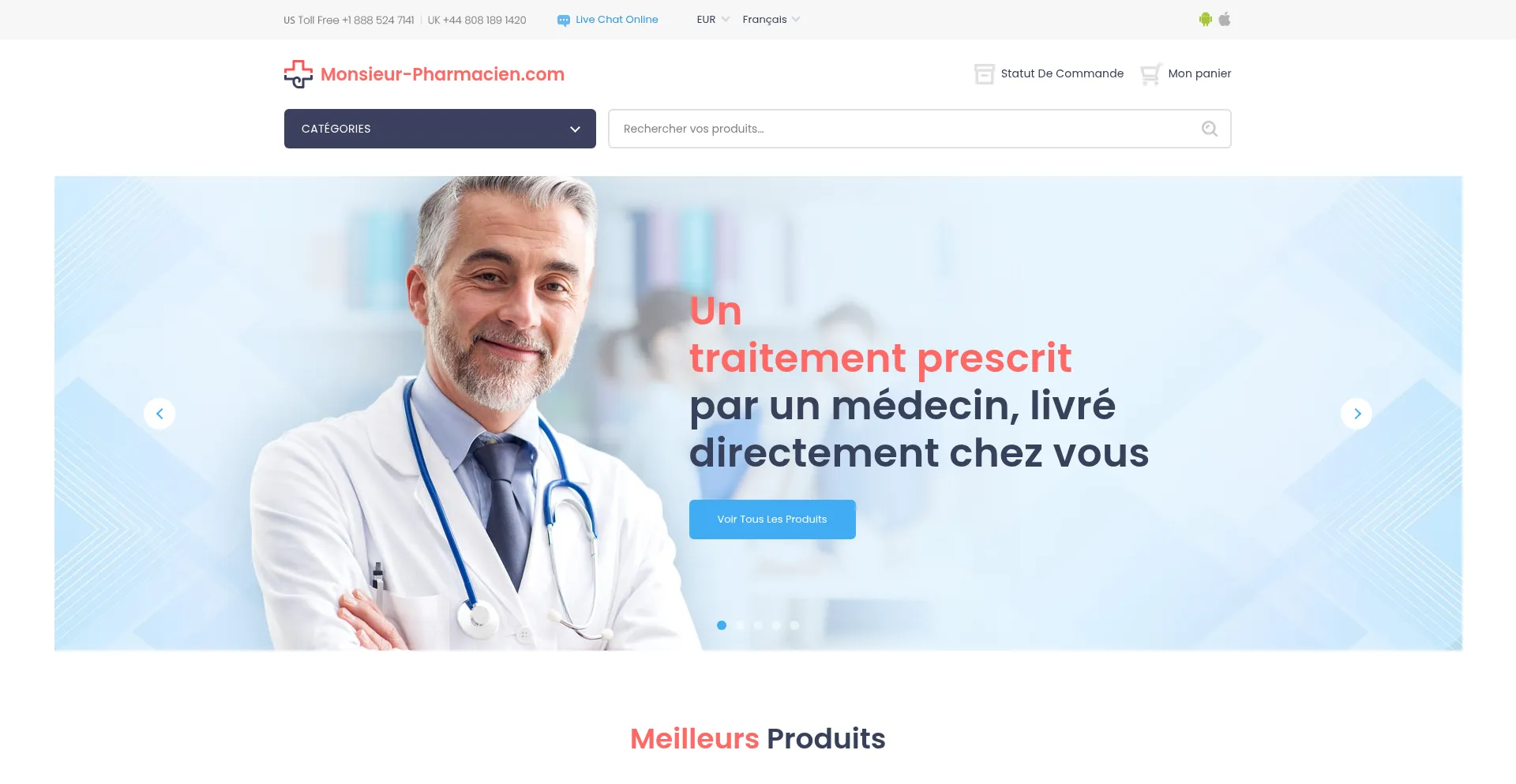 Website screenshot of Monsieur-pharmacien.com