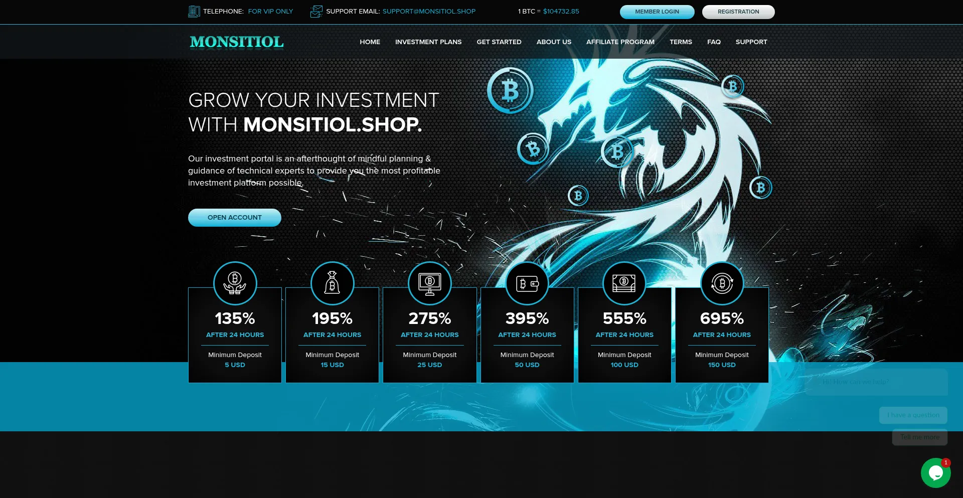 Website screenshot of Monsitiol.shop