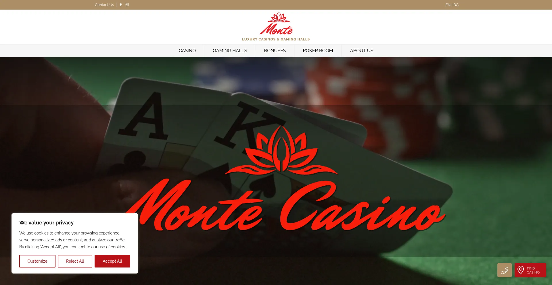 Website screenshot of Montecasino.com
